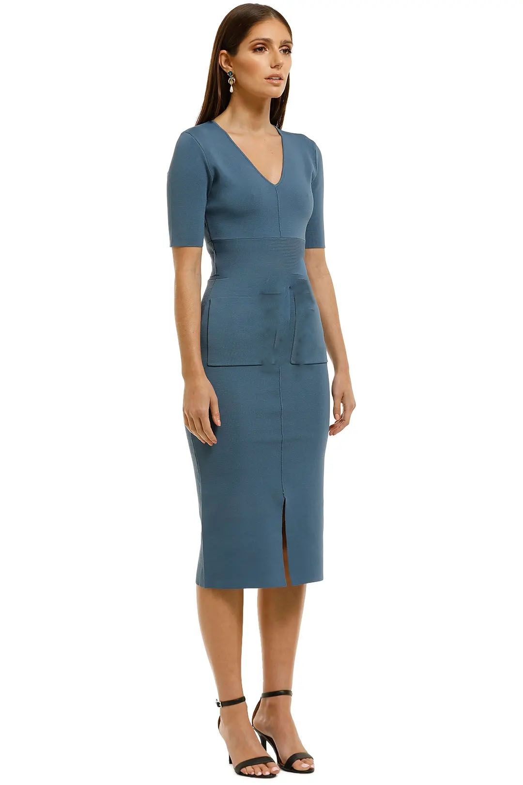 Saba-Amara-Milano-Pencil-Dress-Blue-Side