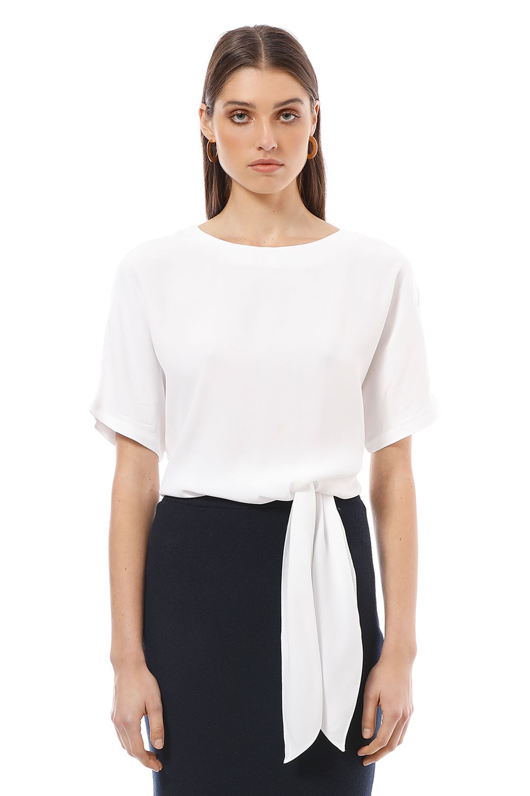 Saba - Carrie Tie Top - White - Front Detail