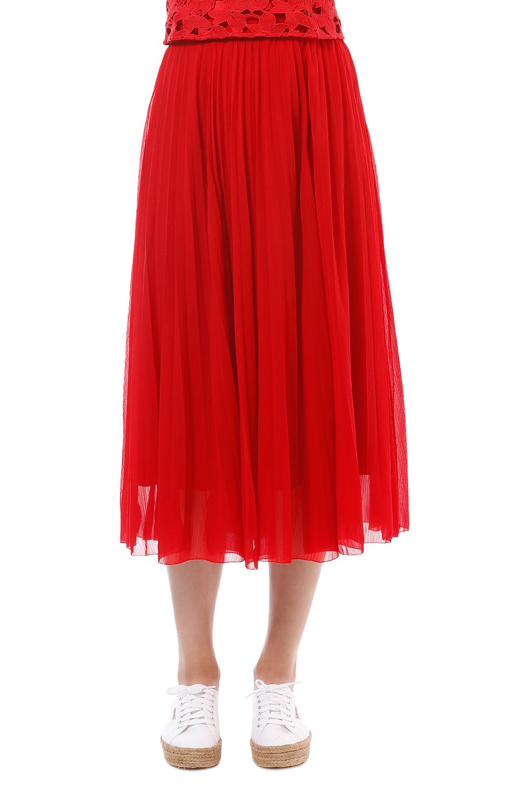 Saba - Cicely Midi Skirt - Red - Close Up