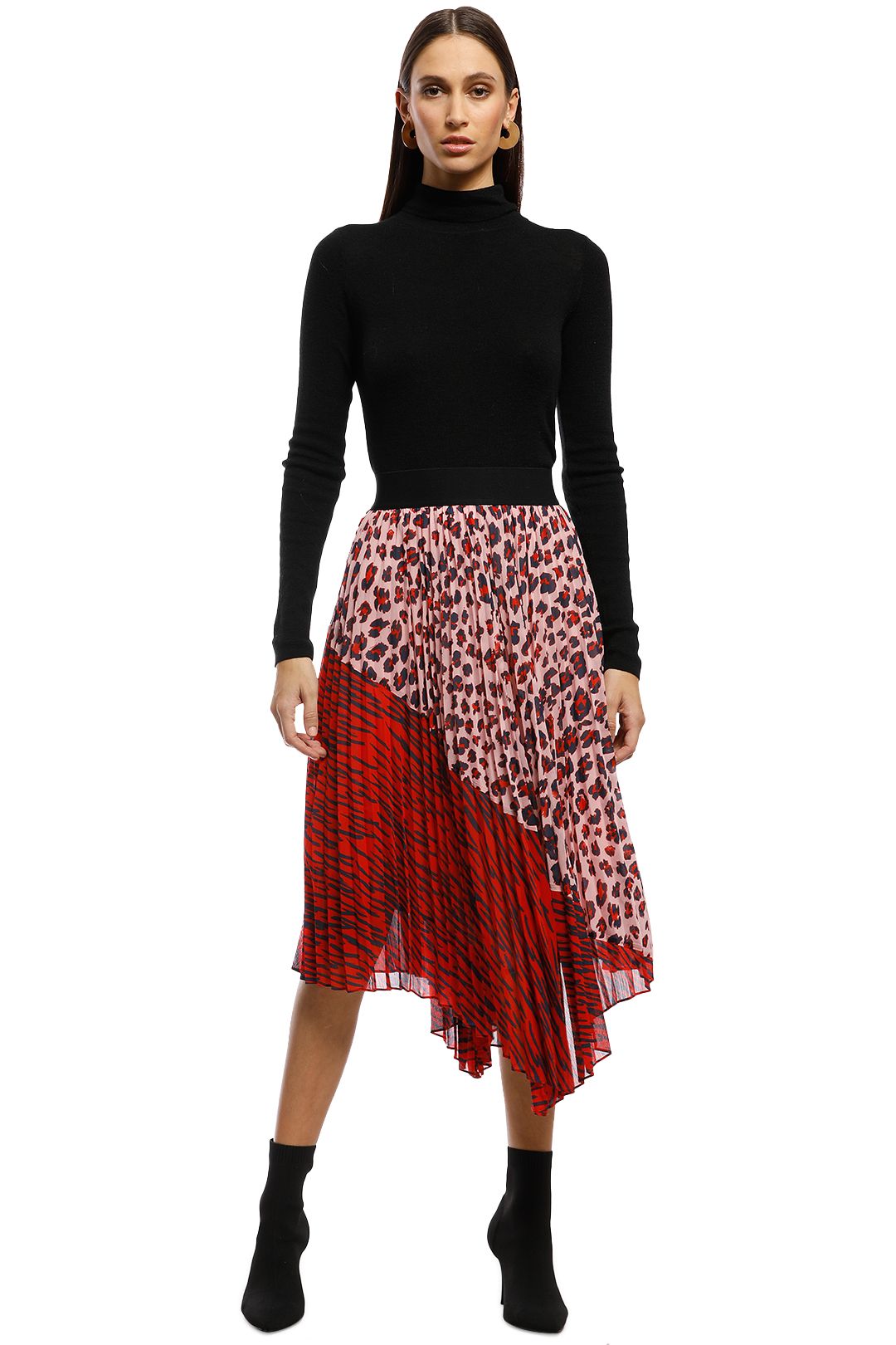Saba - Minx Pleated Midi Skirt - Red - Front