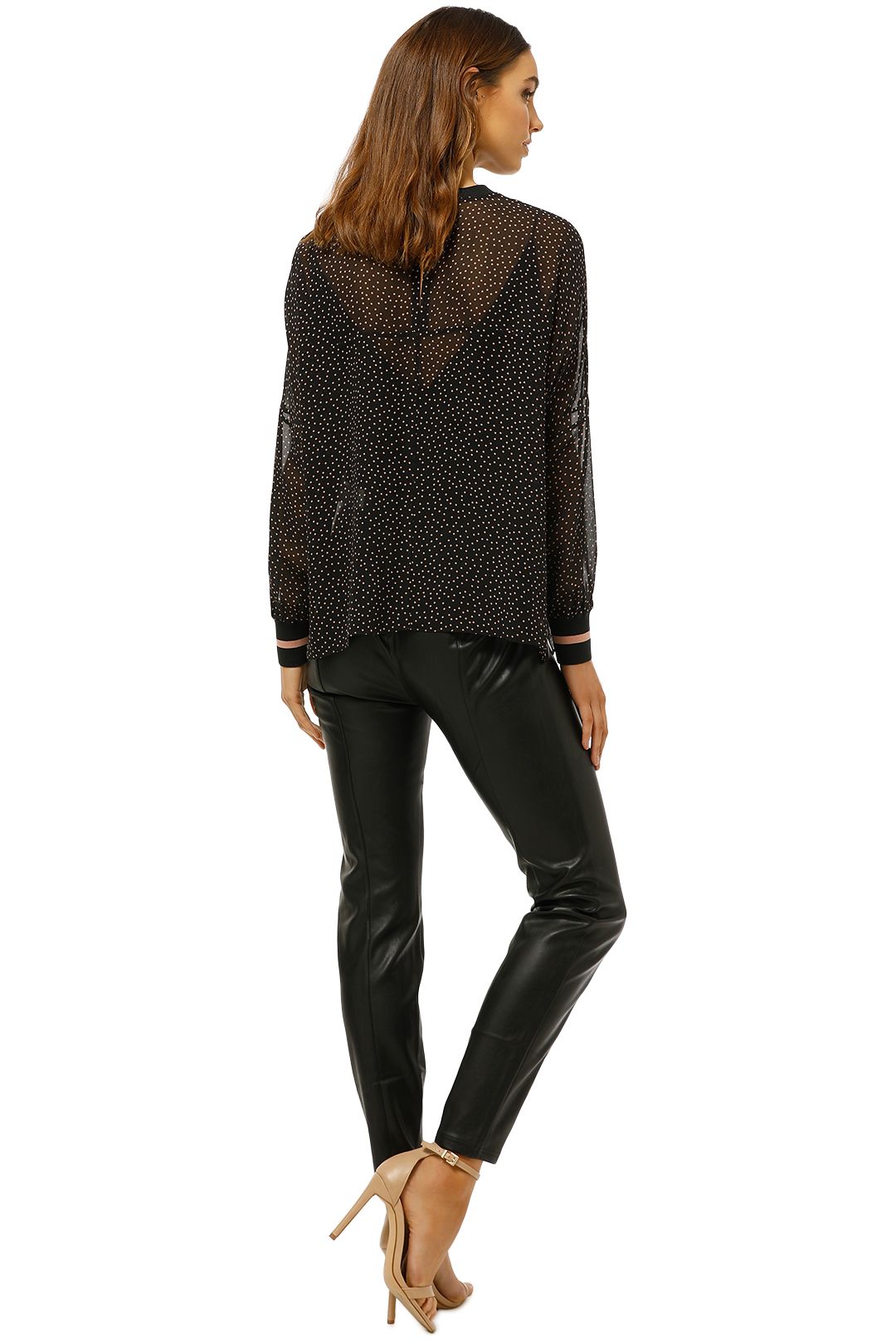 Saba - Radial Sheer Silk Top - Black - Back