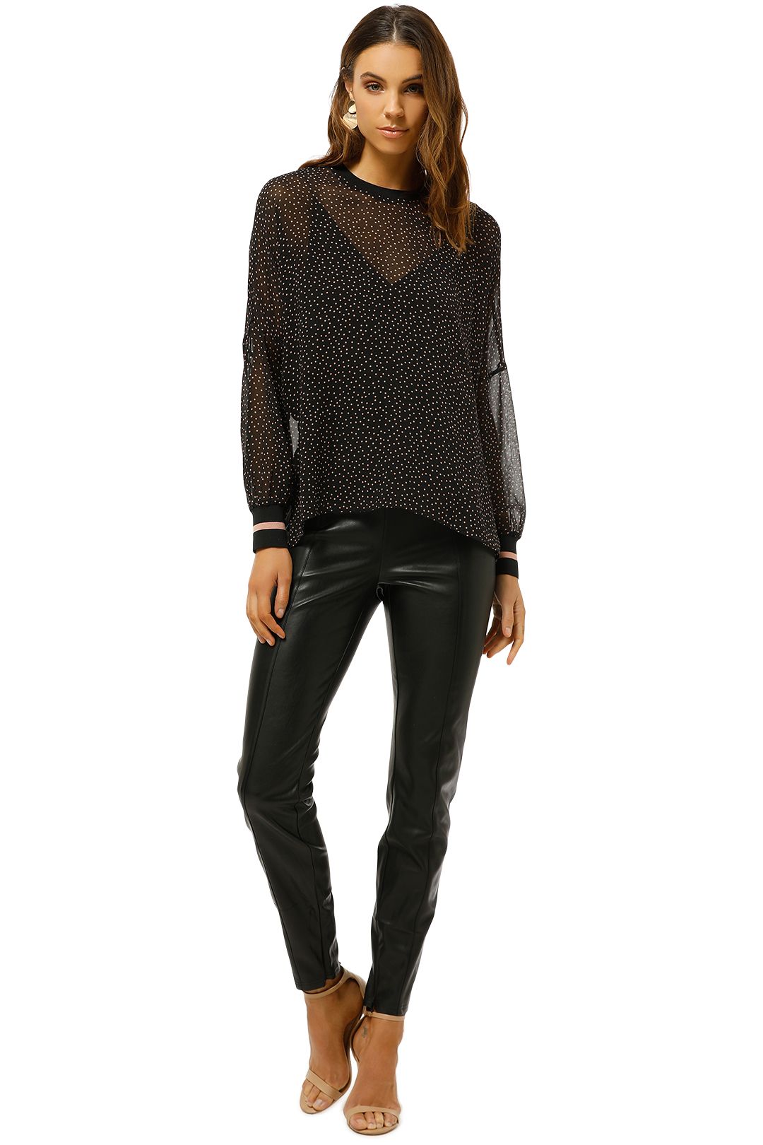 Saba - Radial Sheer Silk Top - Black - Front