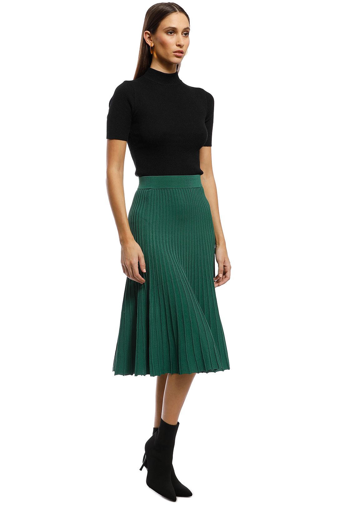 Saba - Ruby Rib Knit Skirt - Green - Side