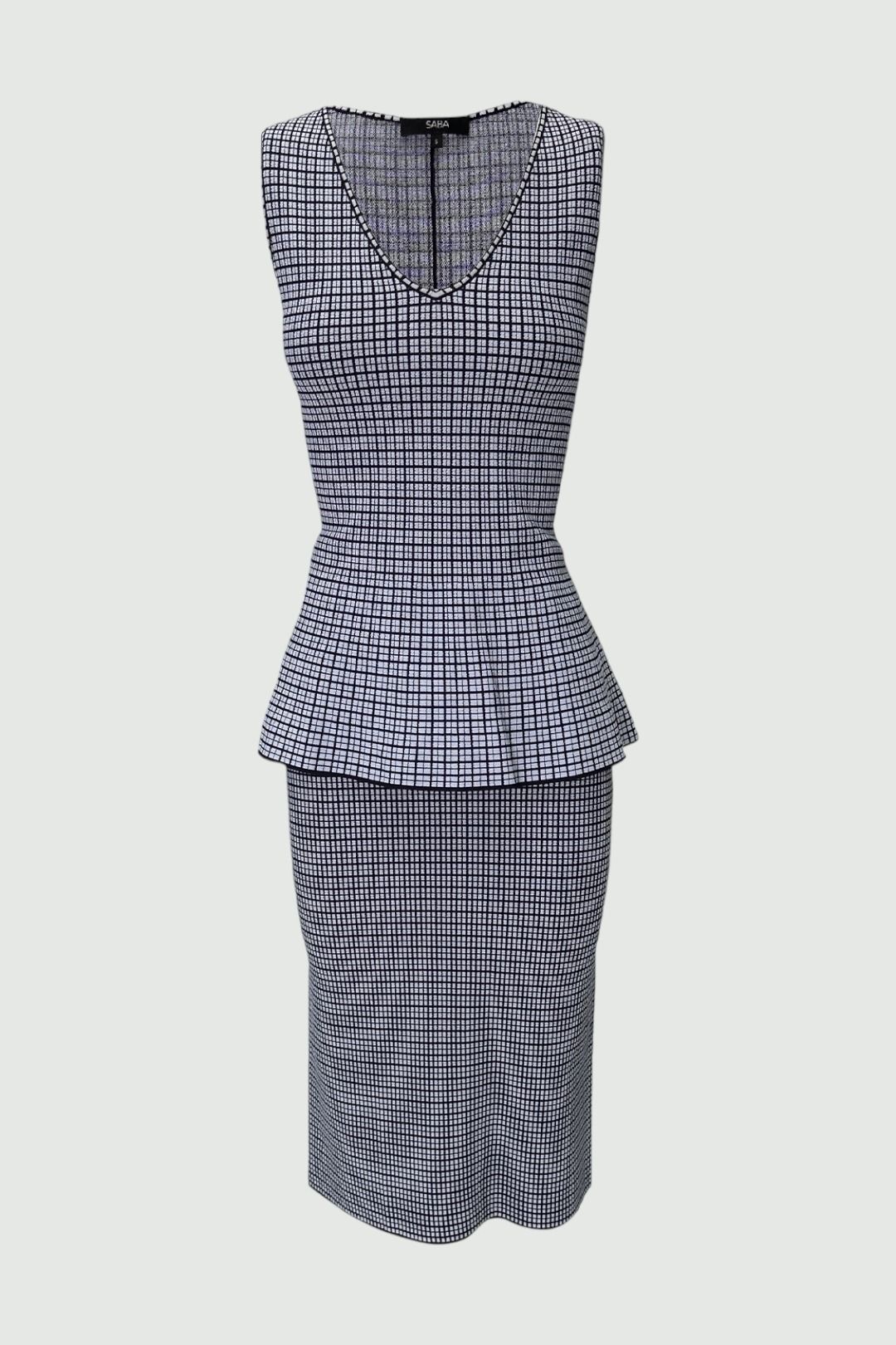 Saba Blue Checked Crepe Knit Set