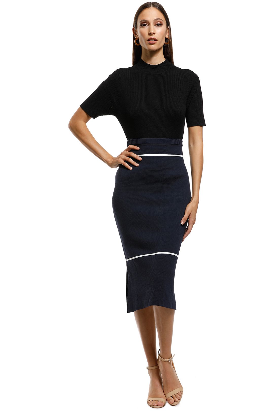 Saints The Label - California Milano Knit Skirt - Navy - Front