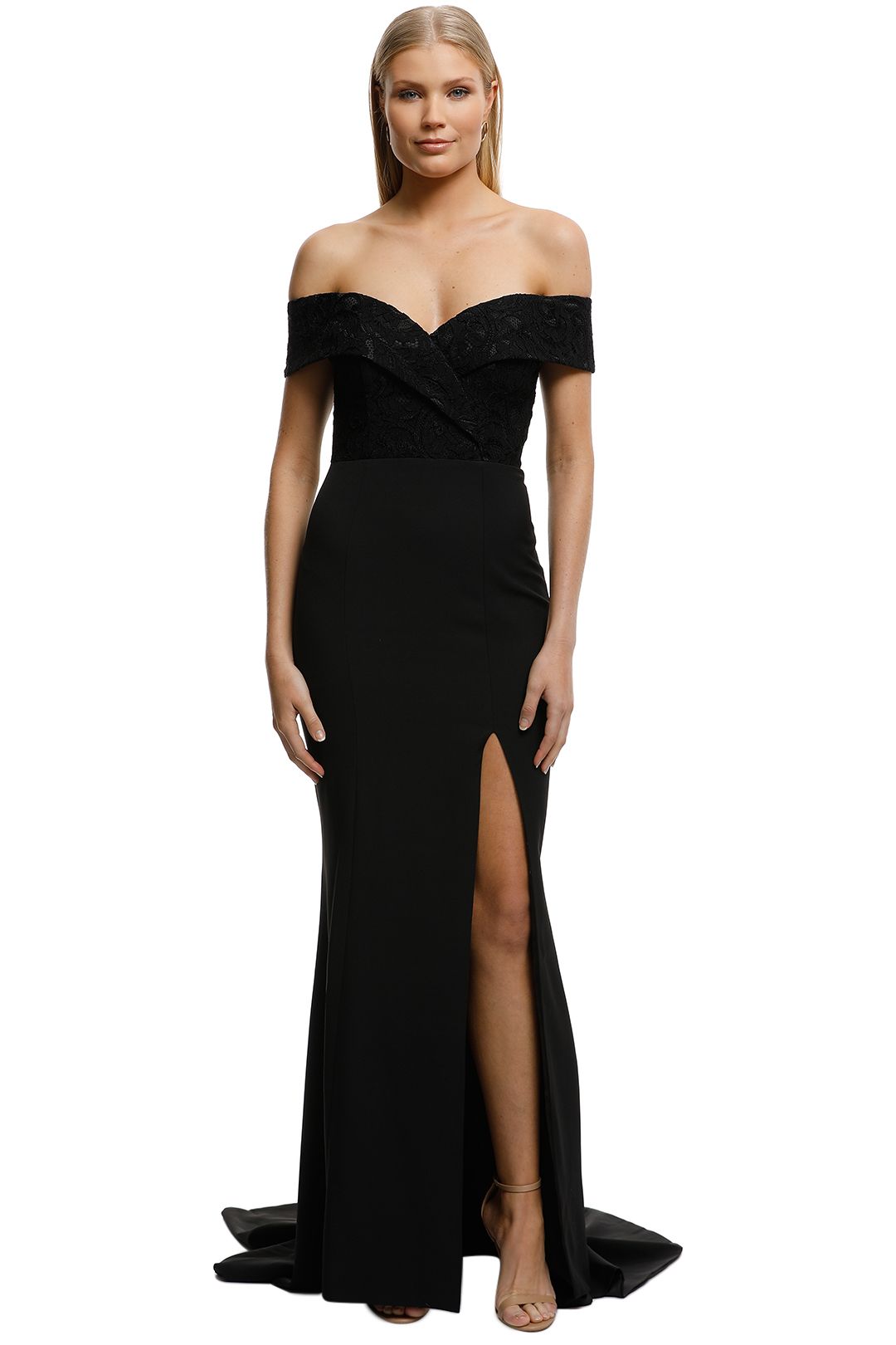 Samantha Rose-Gia Lace Bodice Gown-Black-Front