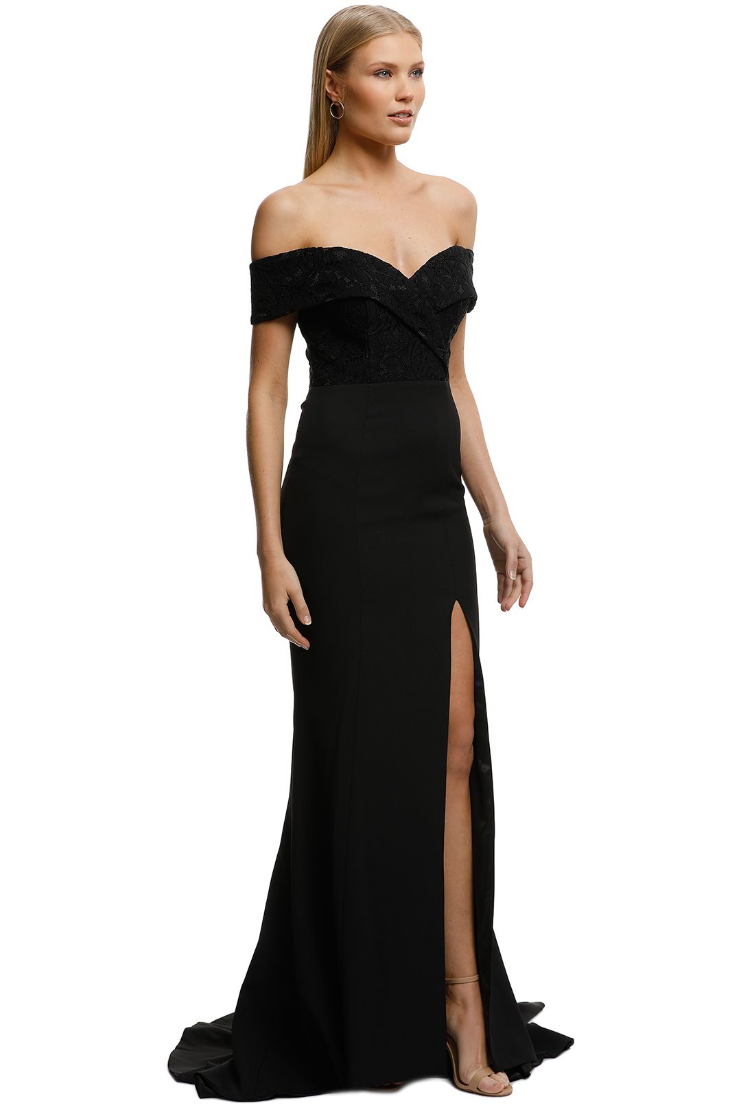 Samantha Rose-Gia Lace Bodice Gown-Black-Side