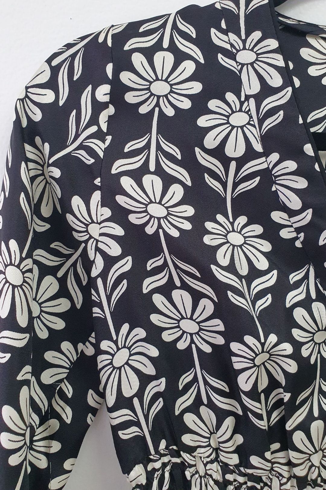 Sandro  - Graphic Print Long Sleeve Silk Dress