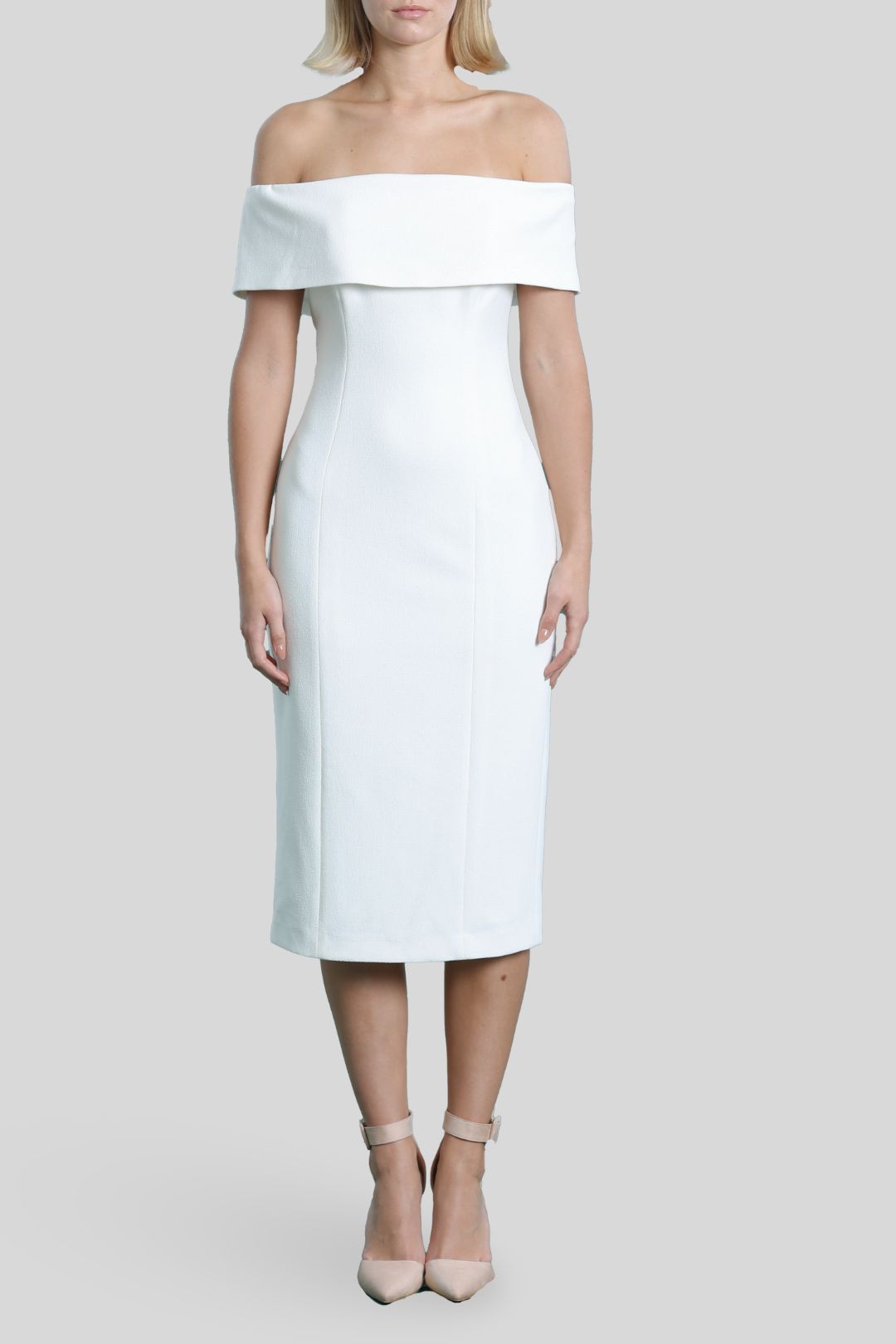 Sasha Off Shoulder Structured Dress - Ivory
