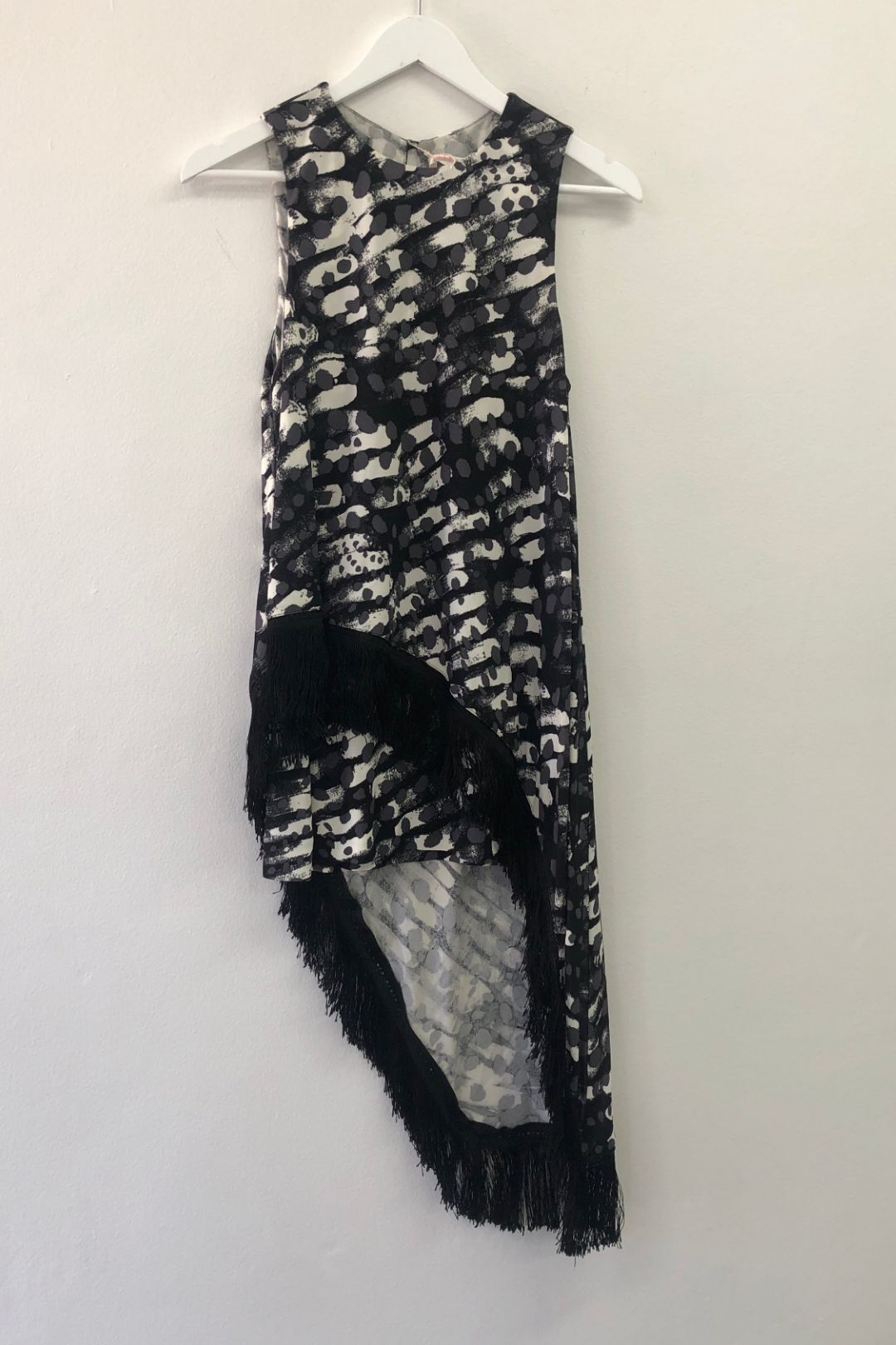 Sass and Bide - Black and White Printed Fringe Dress