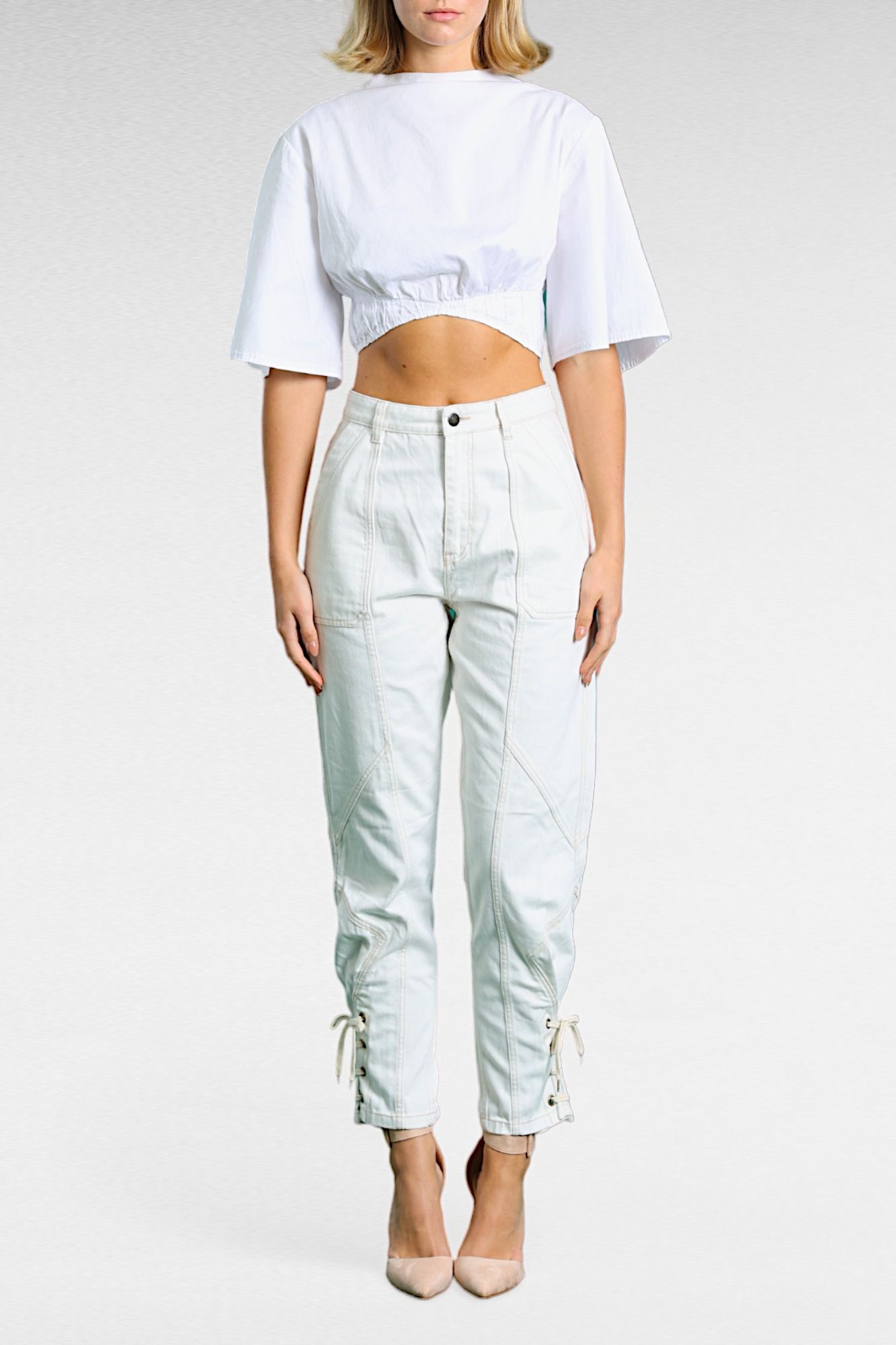 Sass And Bide Cream Jeans With Tie Detail