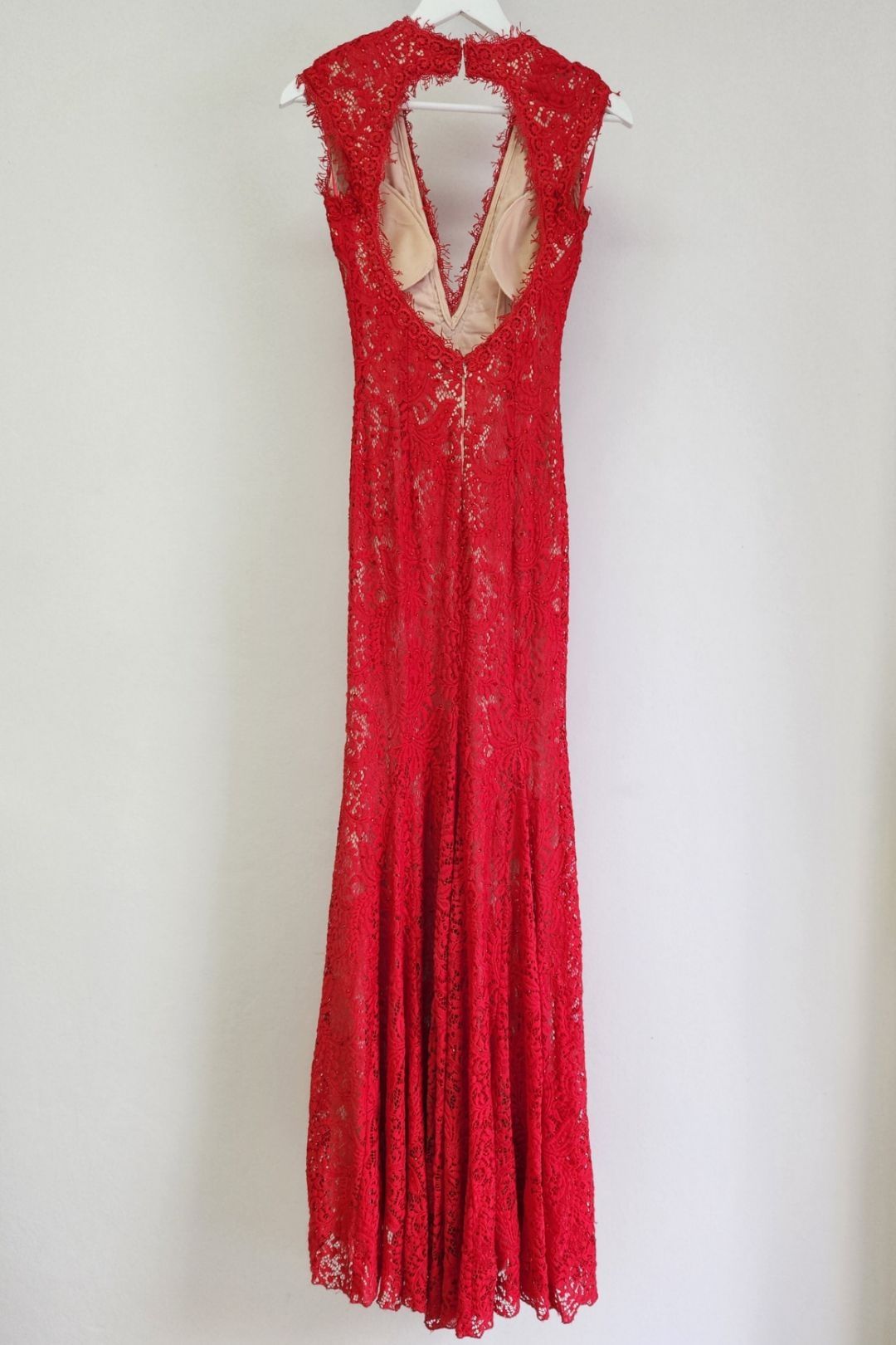 Sassy Boutique - Fitted Red Lace Maxi Dress