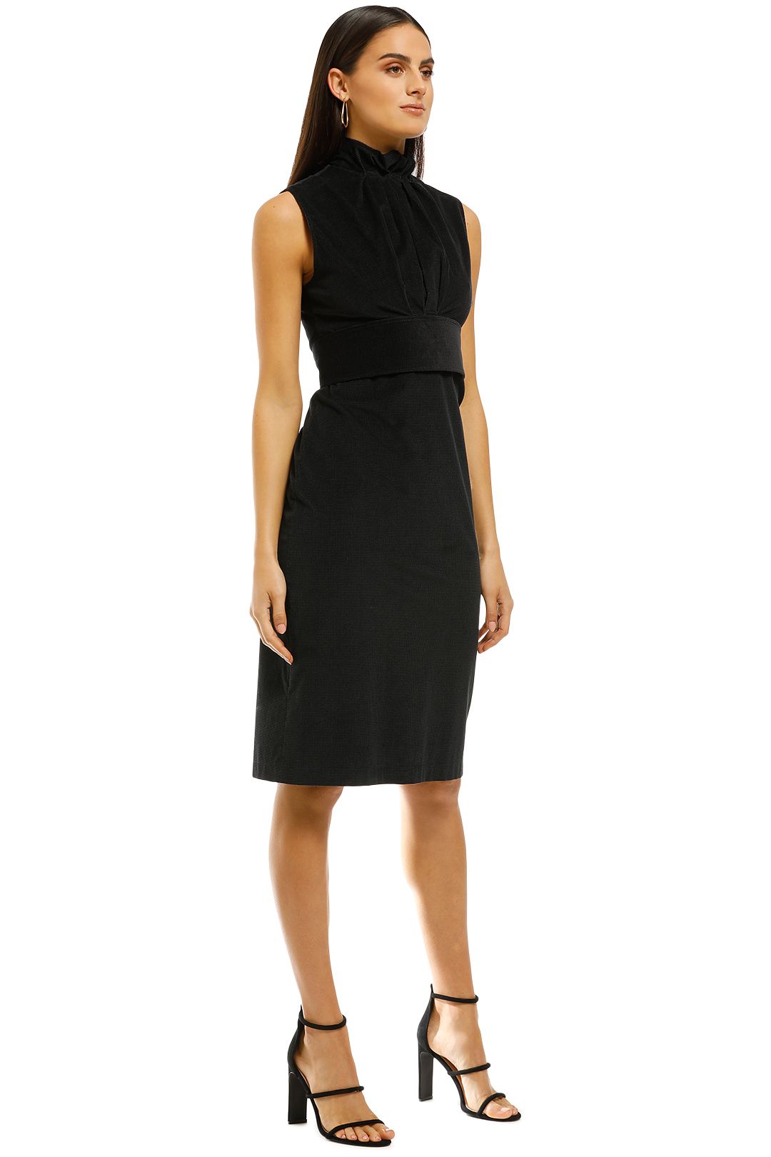 Scanlan-Theodore-Hounstooth-Velvet-Pencil-Dress-Black-Side