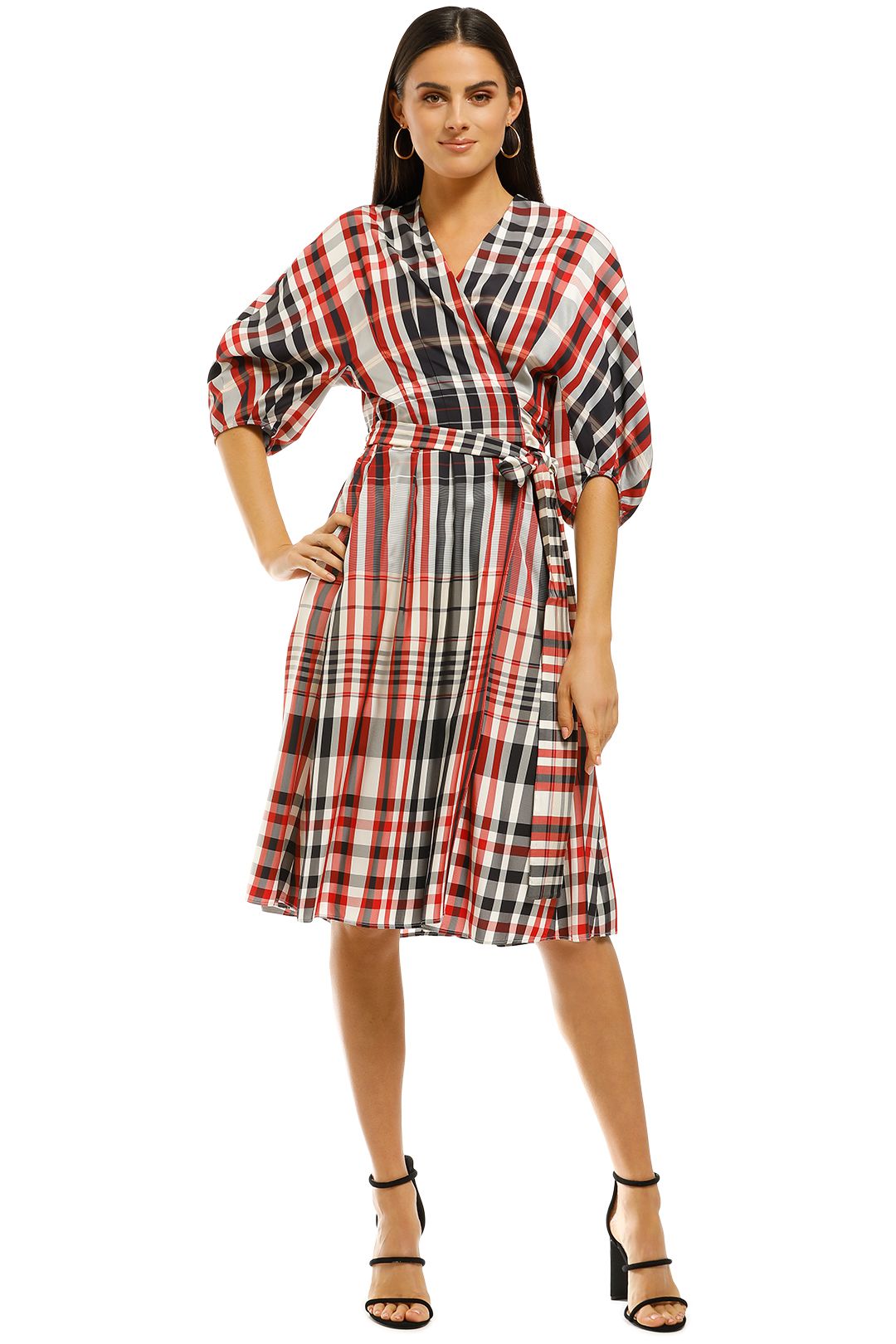 Scanlan-Theodore-Plaid-Cocoon-Sleeve-Dress-Front