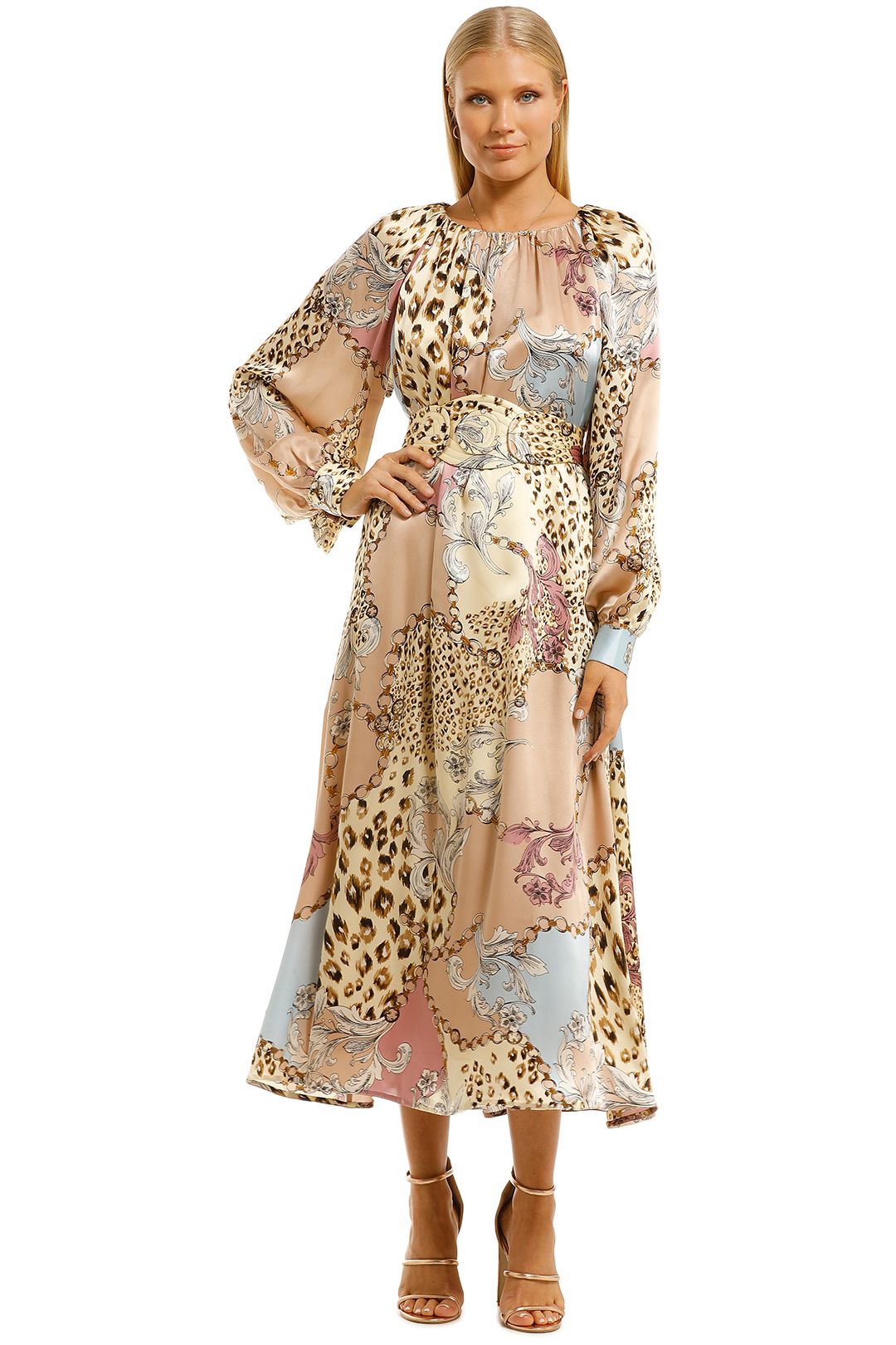 Scanlan-Theodore-Silk-Animal-Chain-Print-Dress-Front