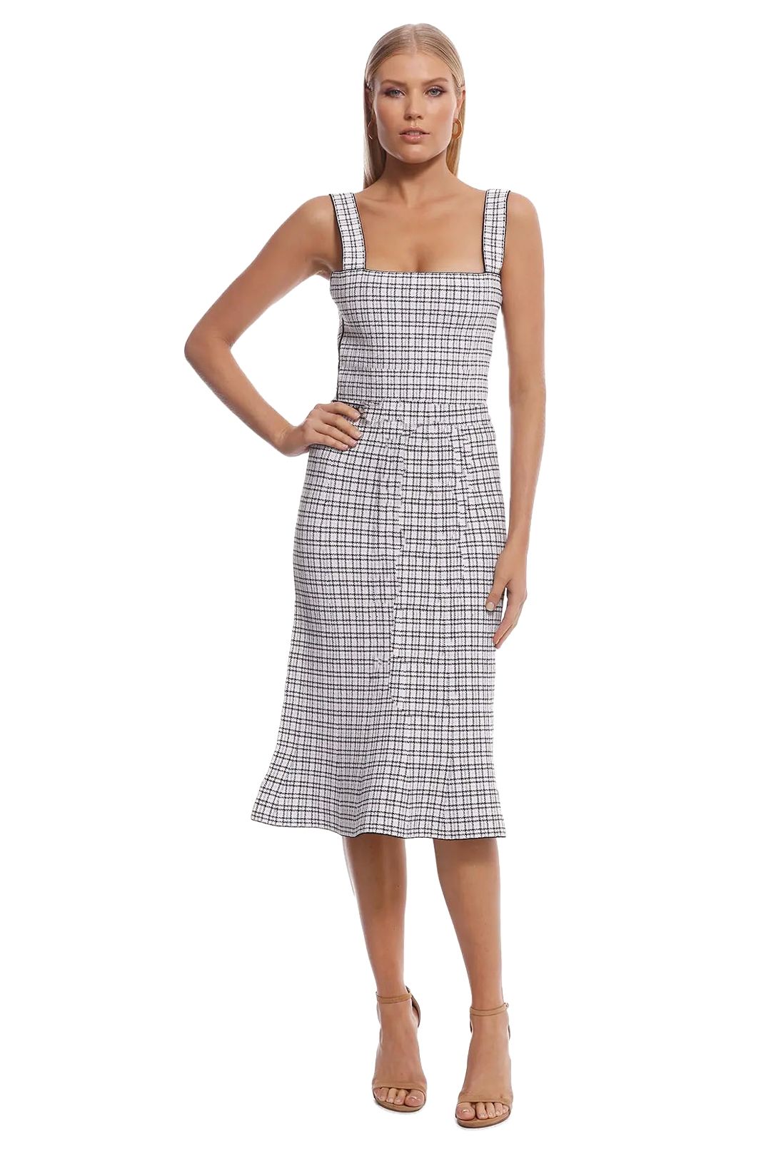 Scanlan Theodore - Crepe Knit Plaid Bralette Dress - Pale Pink - Front
