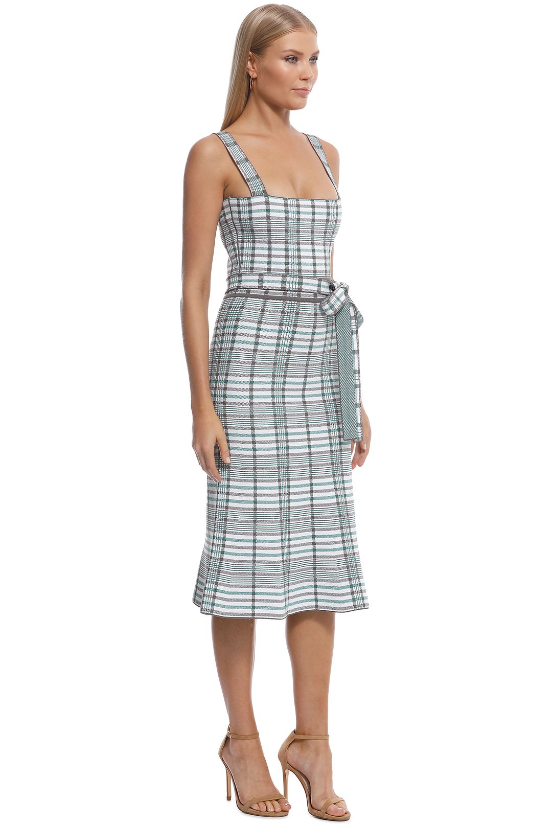 Scanlan Theodore - Crepe Knit Plaid Bralette Dress - Torba - Side
