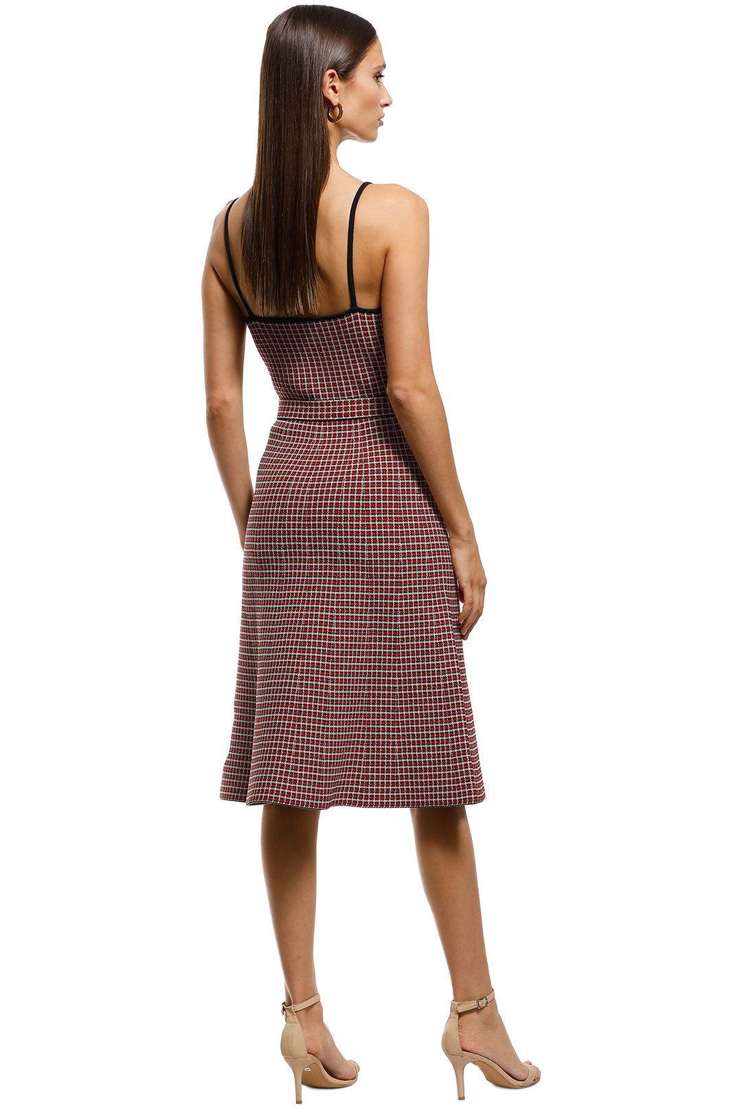 Scanlan Theodore - Crepe Knit Plaid Dress - Red - Back