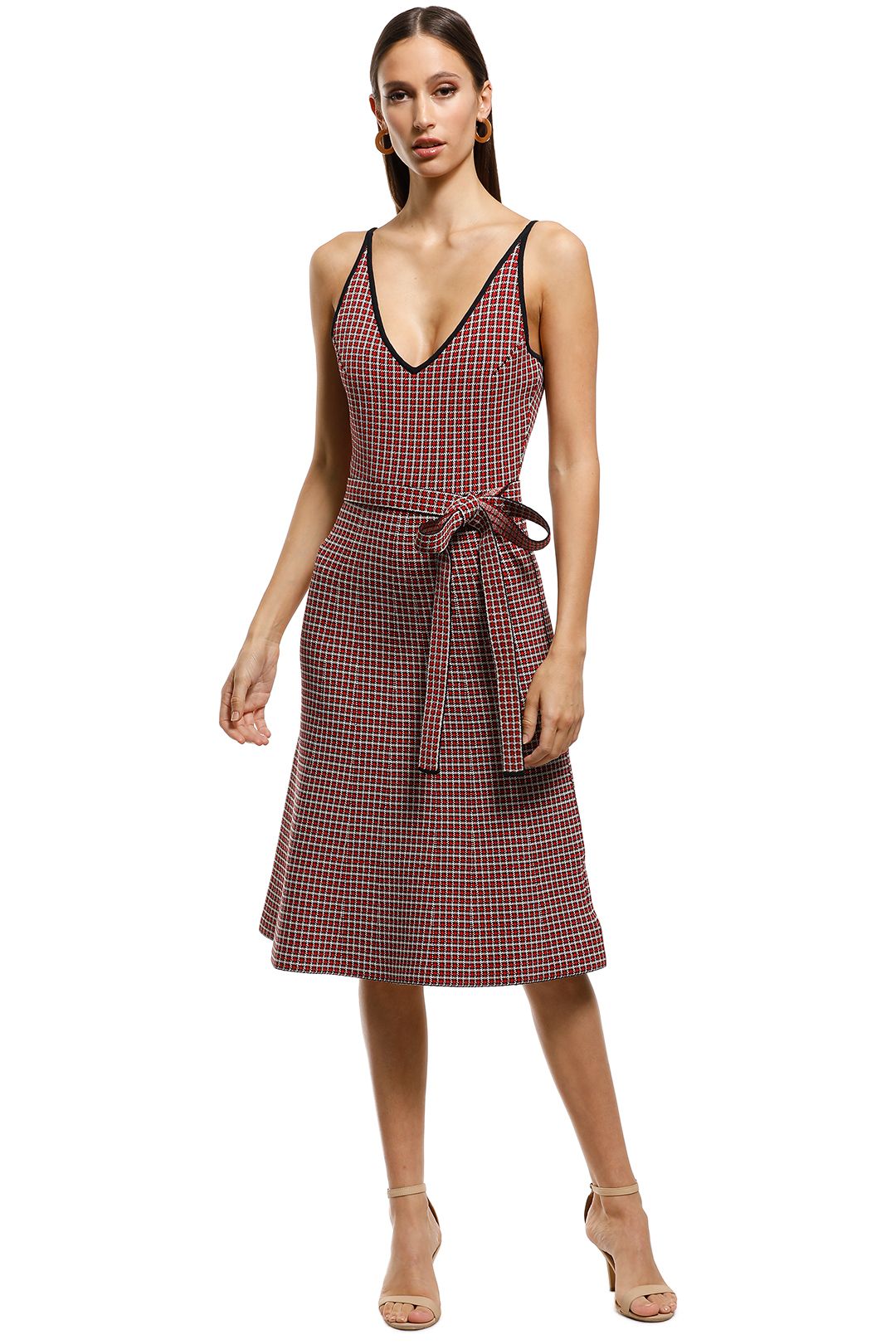 Scanlan Theodore - Crepe Knit Plaid Dress - Red - Front