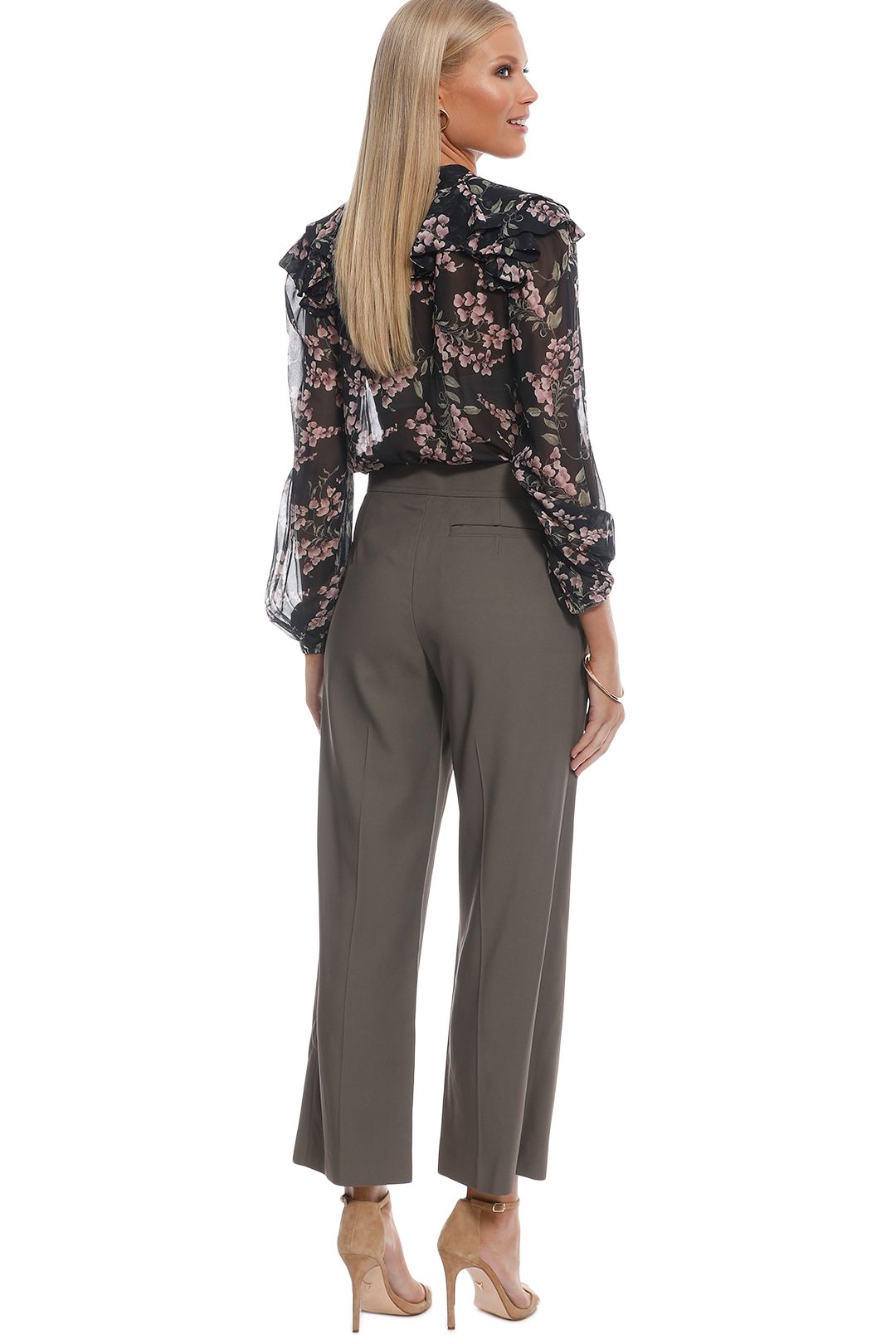 Scanlan Theodore - Crepe Tailored Trouser - Taupe - Back