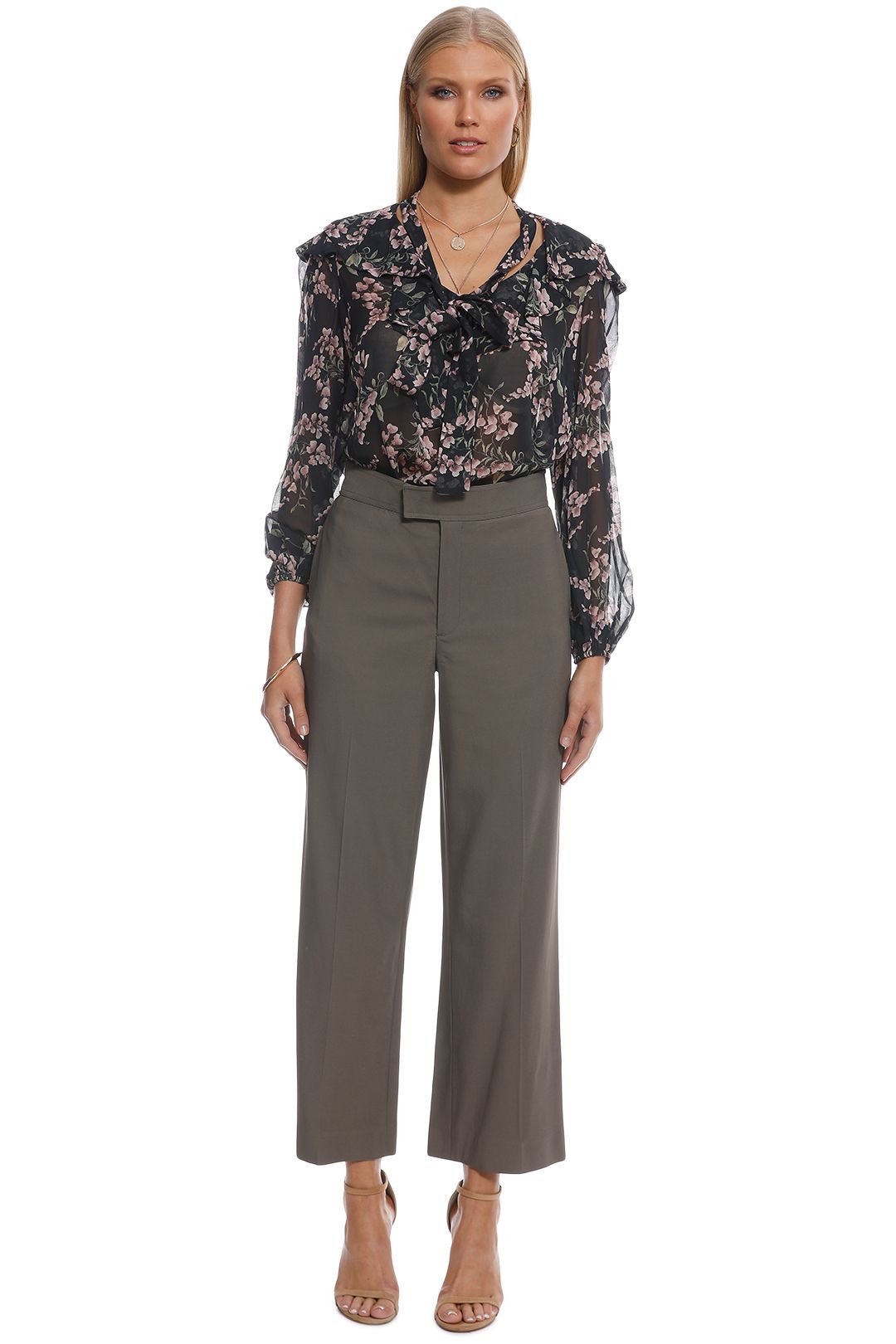 Scanlan Theodore - Crepe Tailored Trouser - Taupe - Front
