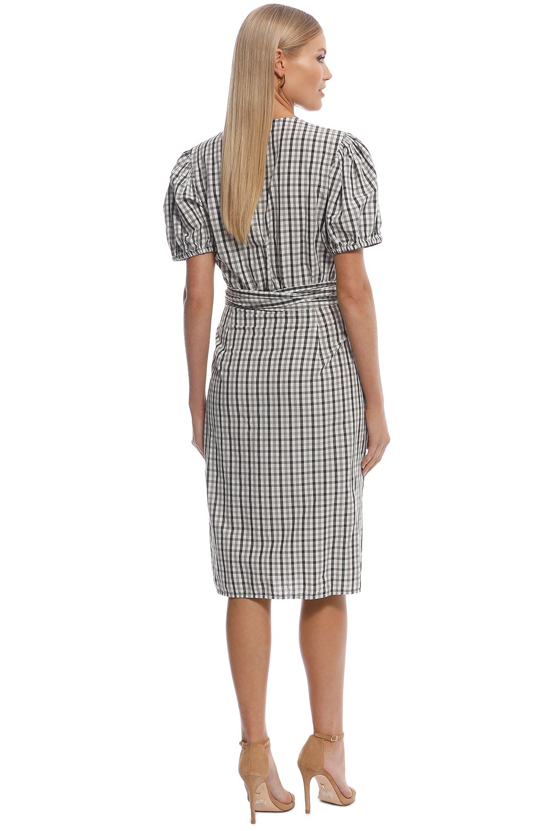 Scanlan Theodore - Gingham Wrap Front Dress - White - Back