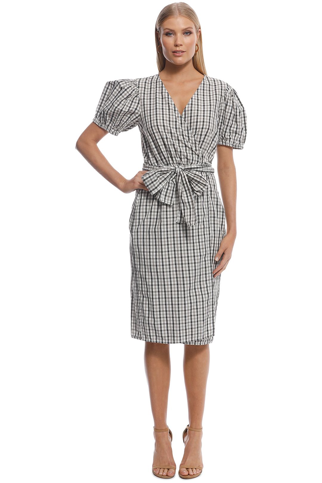 Scanlan Theodore - Gingham Wrap Front Dress - White - Front