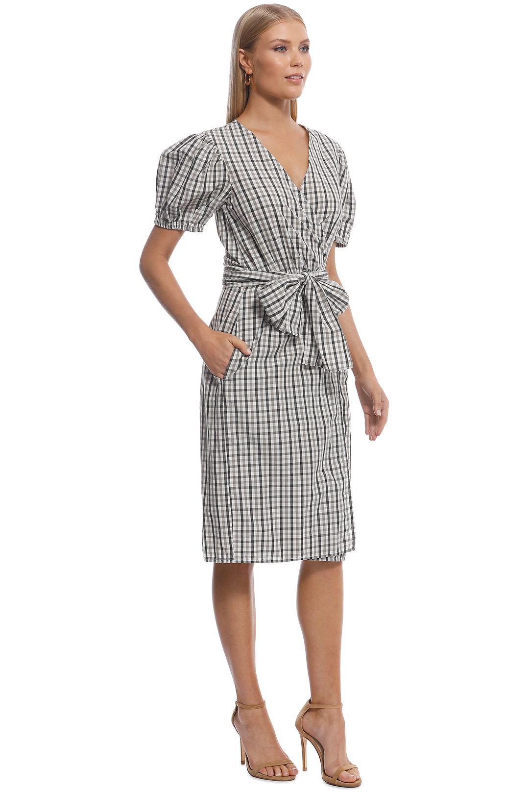 Scanlan Theodore - Gingham Wrap Front Dress - White - Side