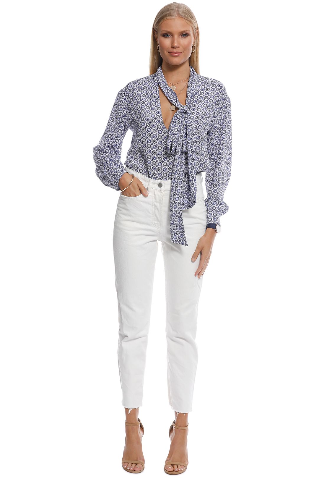 Scanlan Theodore - Silk Fig Print Blouse - Blue Print - Front