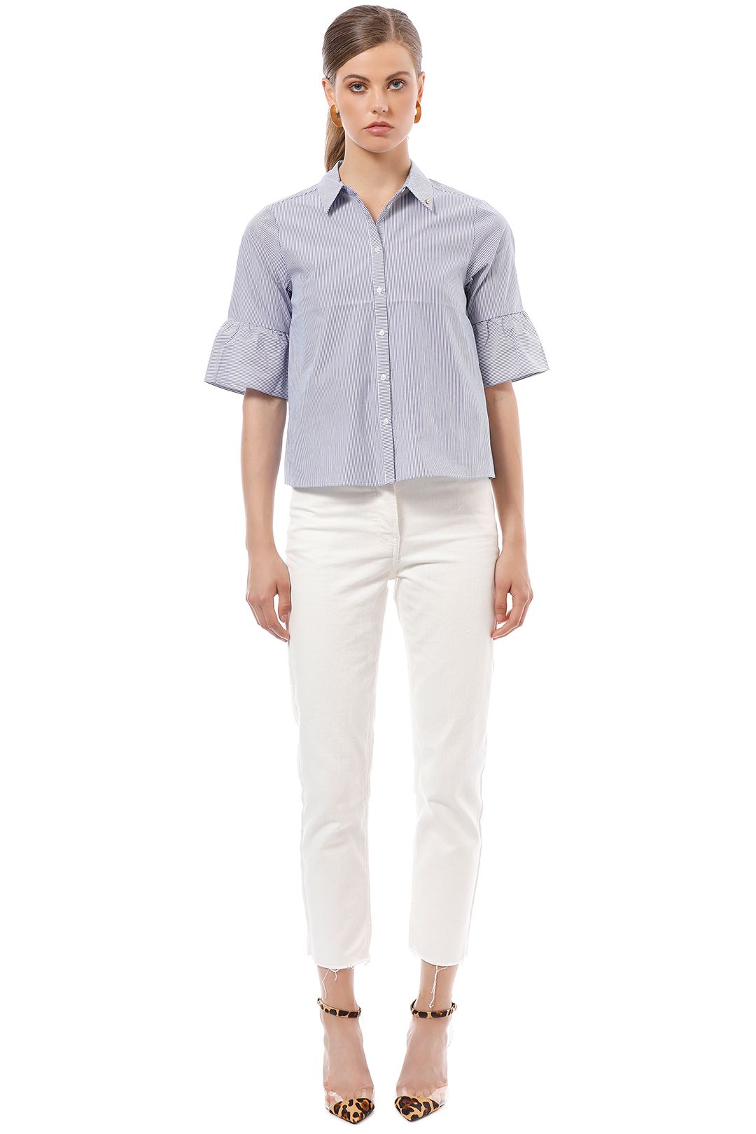 Scotch & Soda - Special Sleeve Ruffle Shirt - Stripe - Front