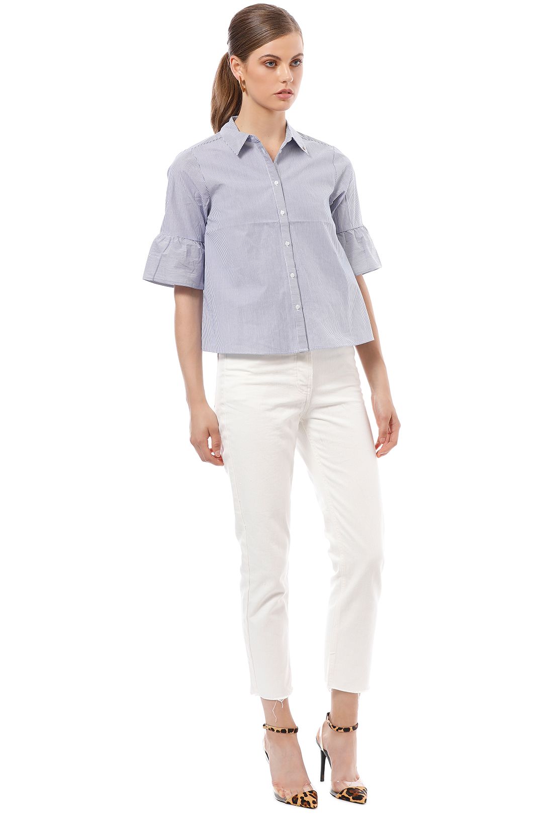 Scotch & Soda - Special Sleeve Ruffle Shirt - Stripe - Side