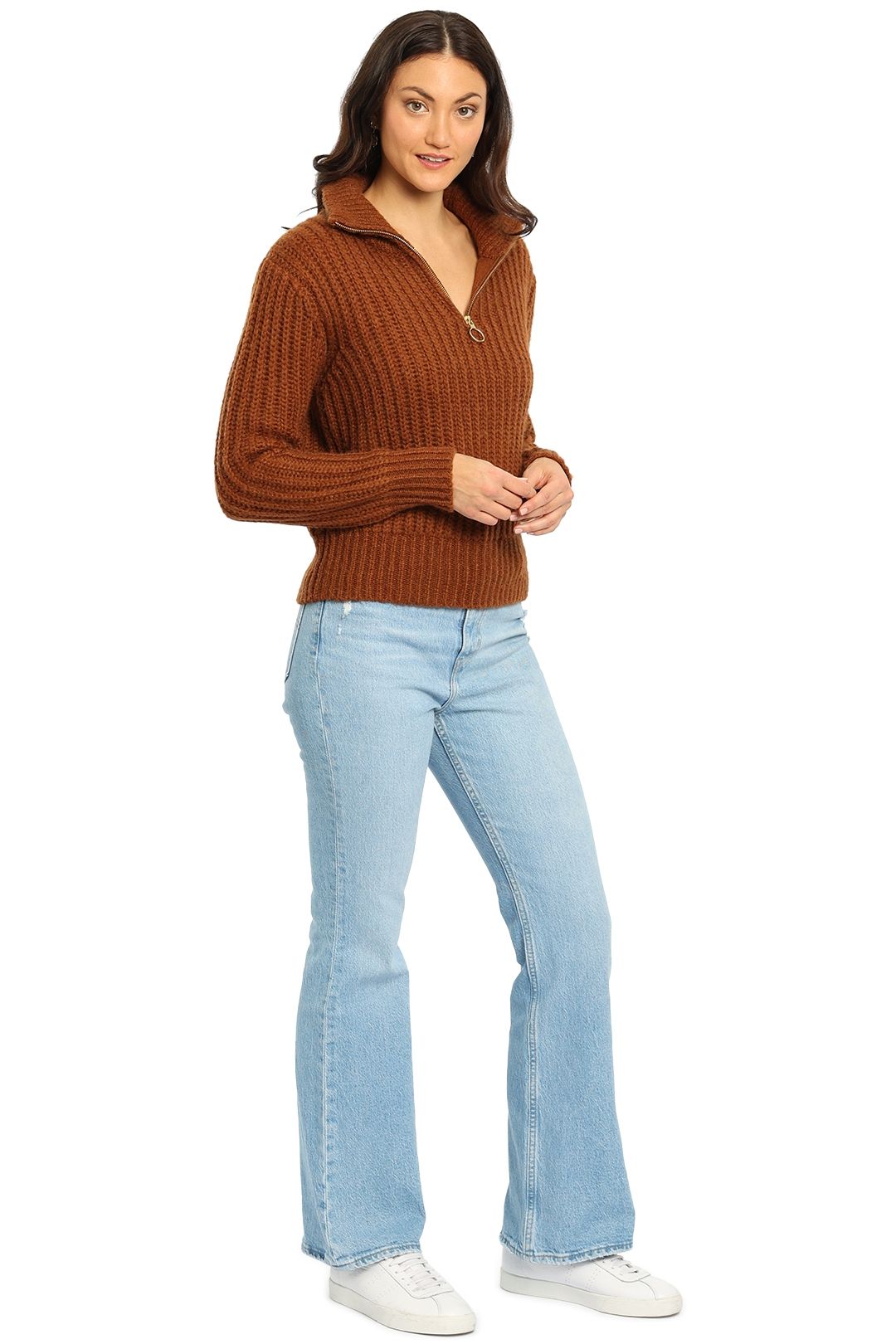 Scotch & Soda Half Zip Pullover Jumper Brown