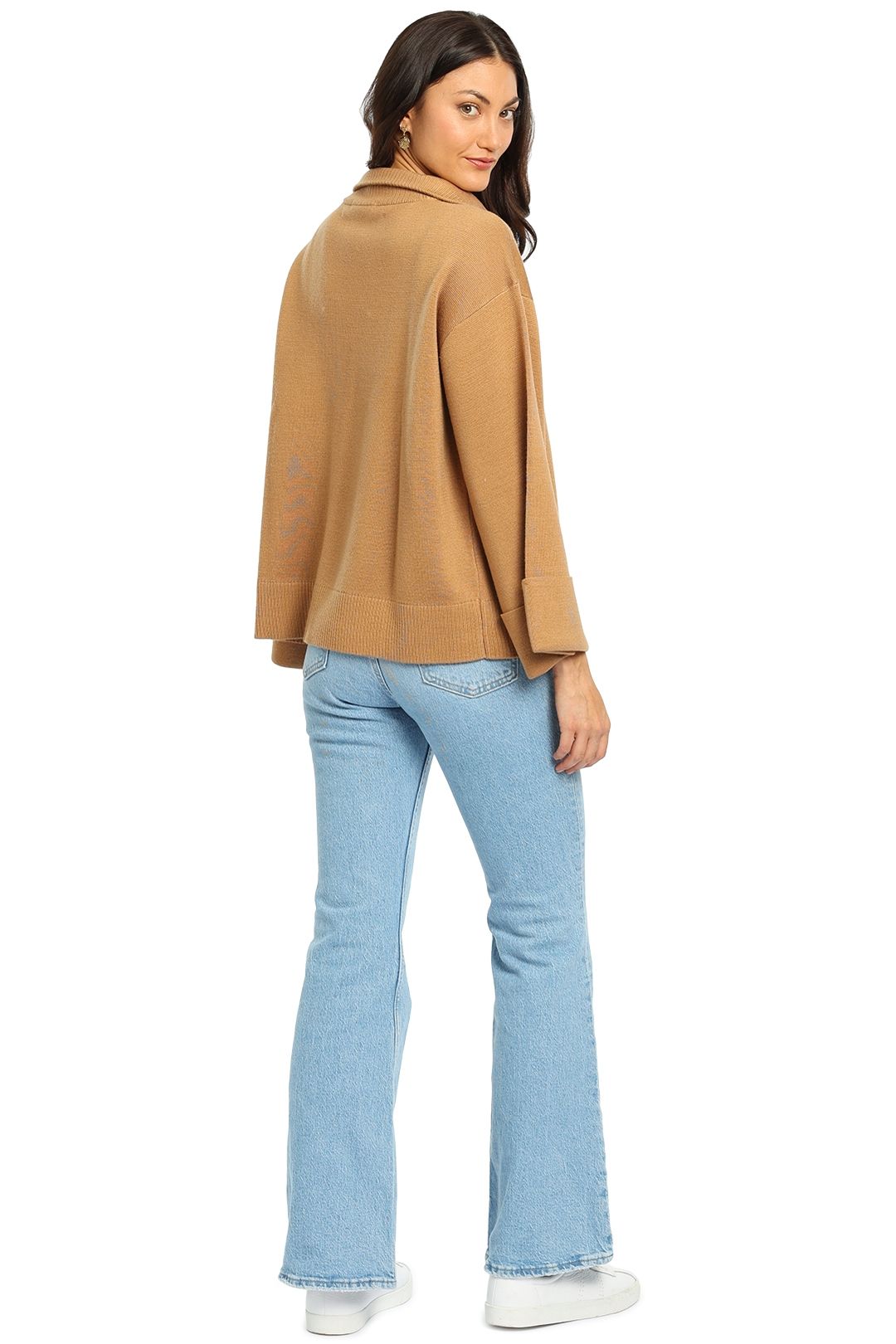 Scotch & Soda Zip Collar Jumper Tan Brown
