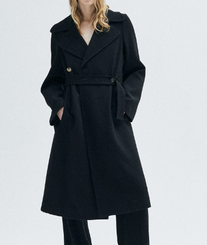 petite twill long trench coat