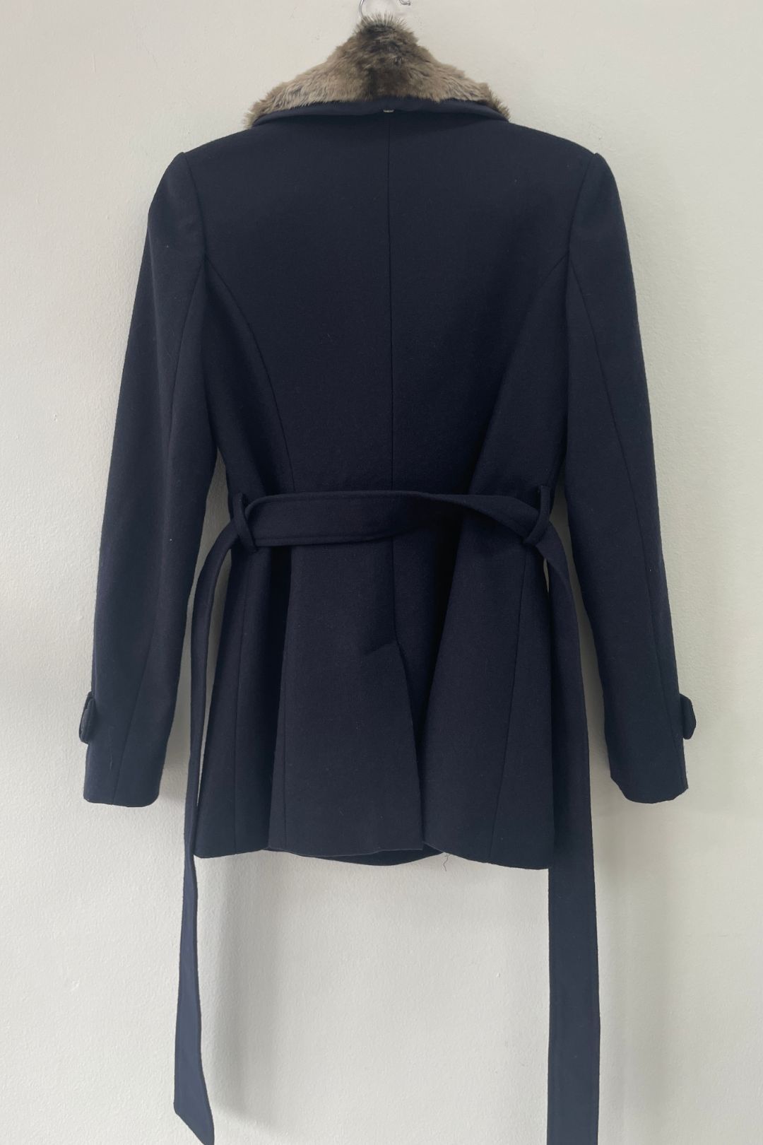 Seduce - Faux Fur Collar Navy Coat