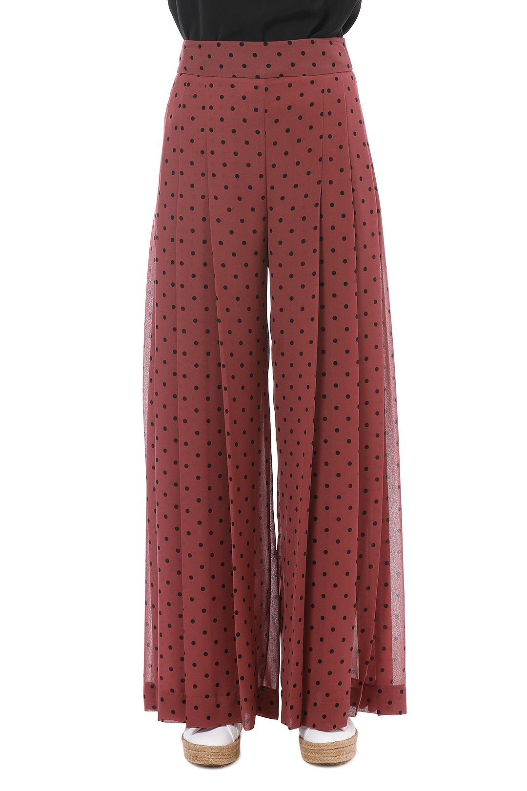 See by Chloe - Pleated Polka Dot Pant - Burgundy - Front Detail