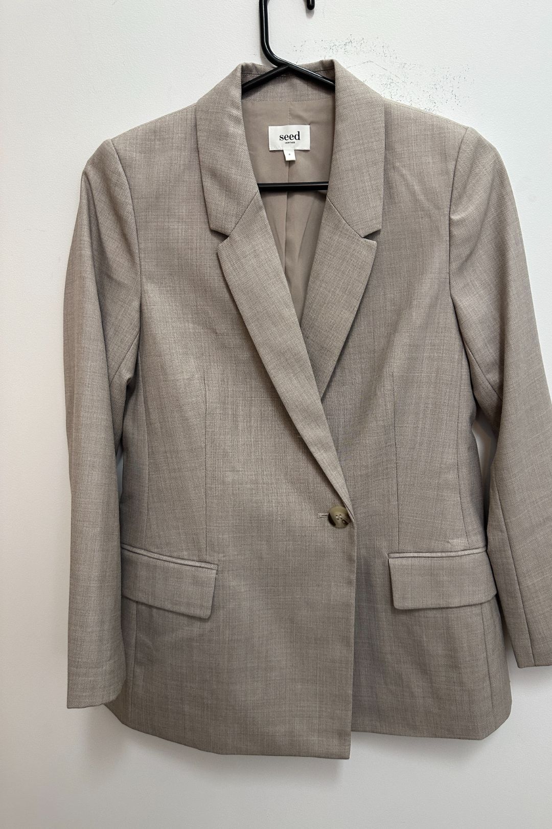 Seed Heritage Wool Blend Relaxed Blazer in Light Storm Crossdye 