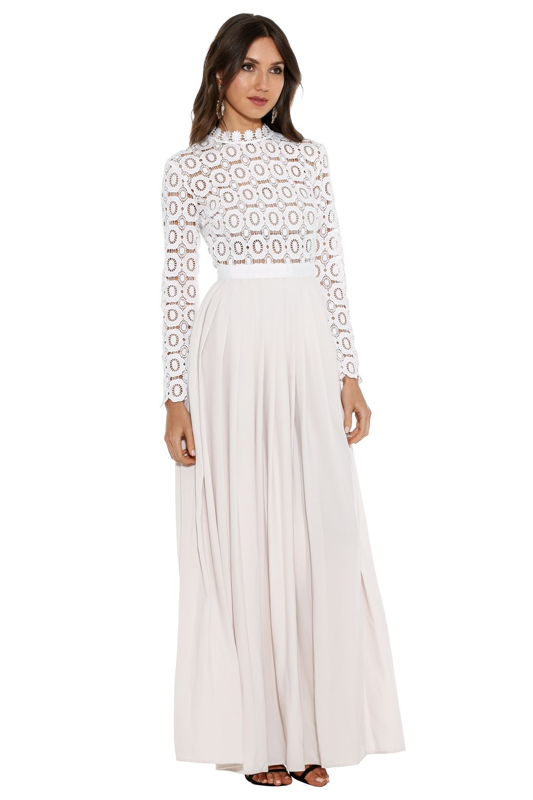 Pleated Crochet Floral Maxi Dress by Self Portrait for Hire