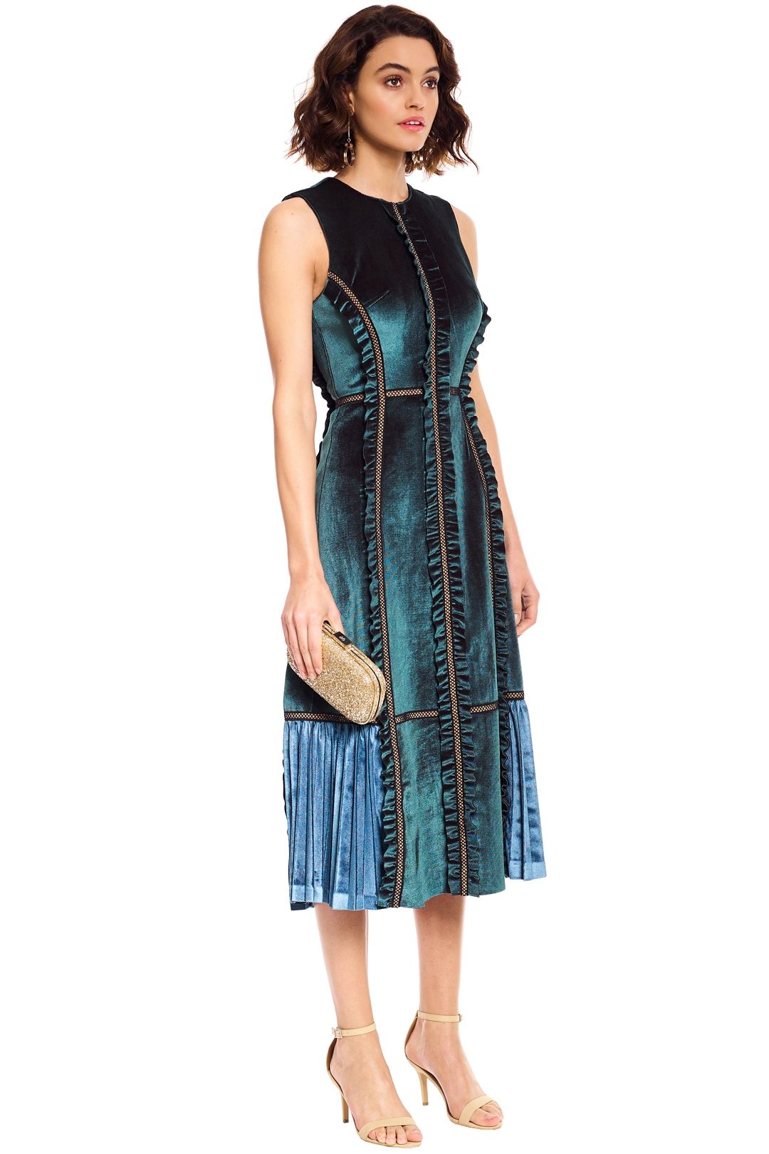 velvet midi dress in green