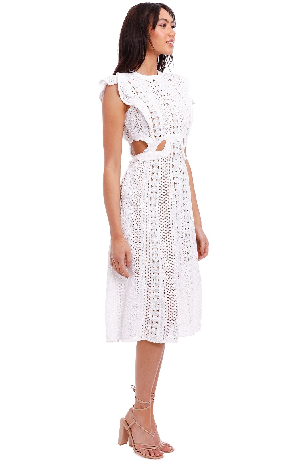 Self Portrait Embroidered Cut-Out Midi Dress Lace 