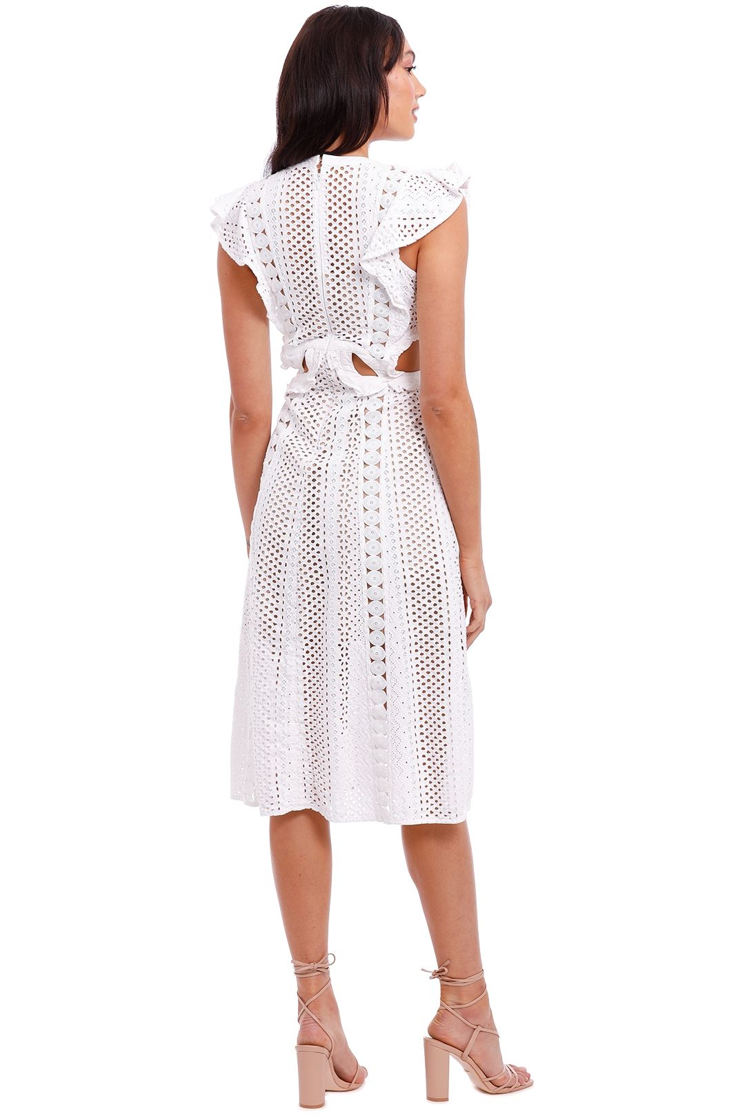 Self Portrait Embroidered Cut-Out Midi Dress Sleeveless