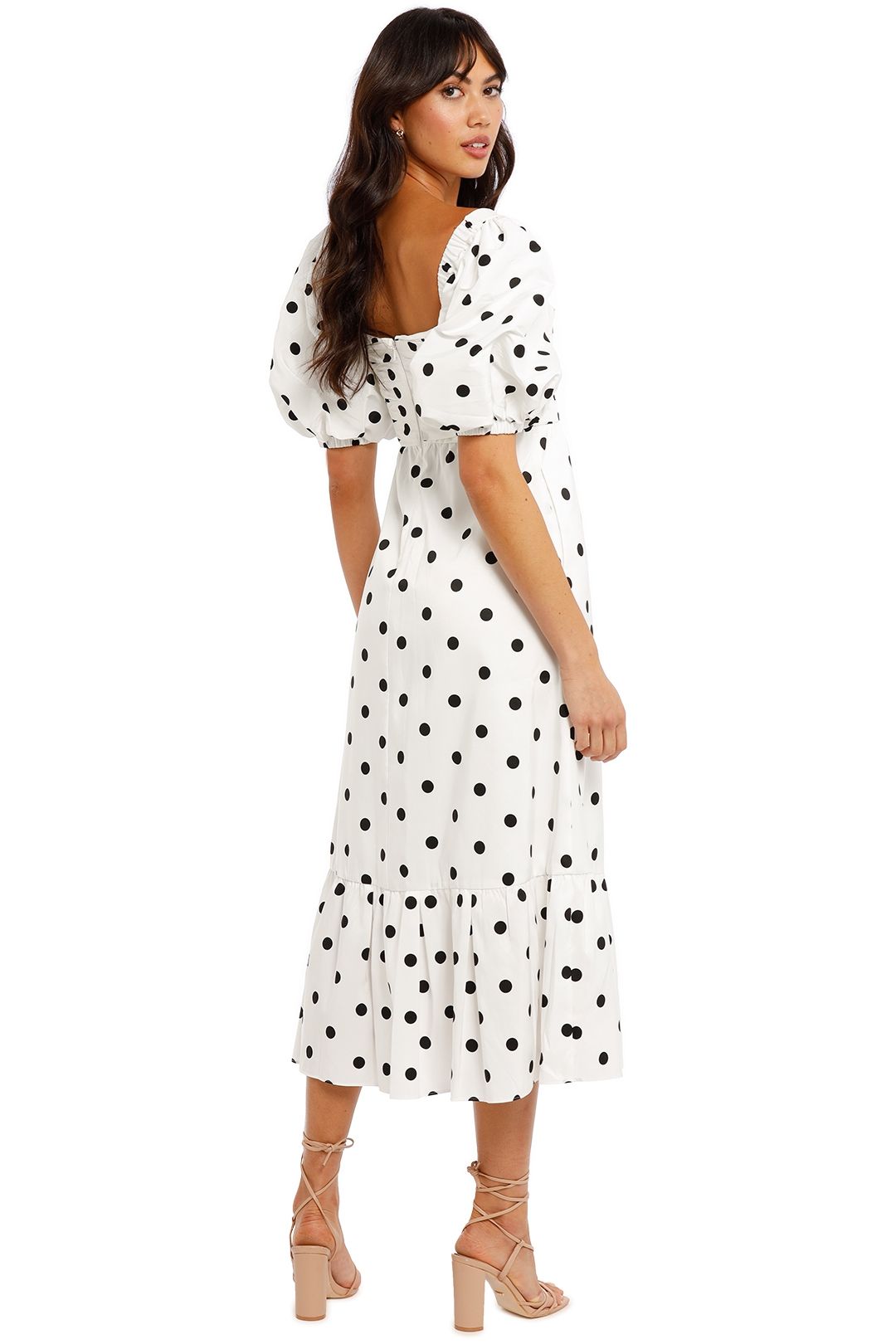CHARIS POLKA DOT MIDI DRESS WHITE
