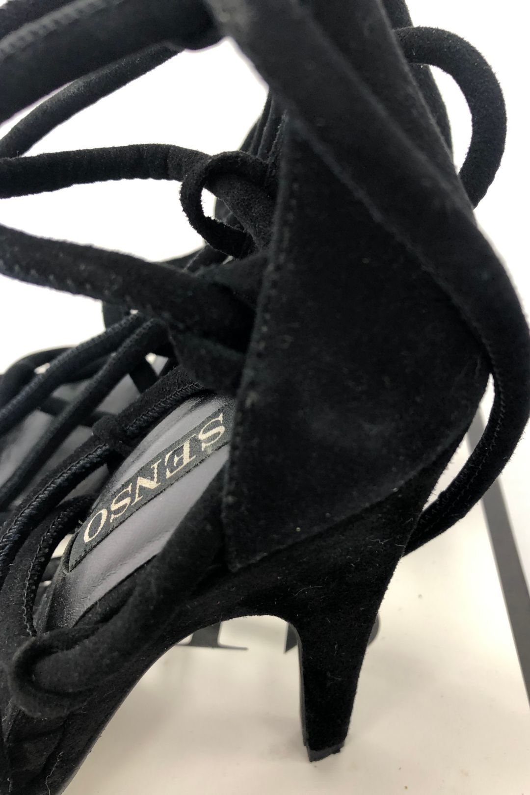 Senso Priya Black Strappy Suede Heels