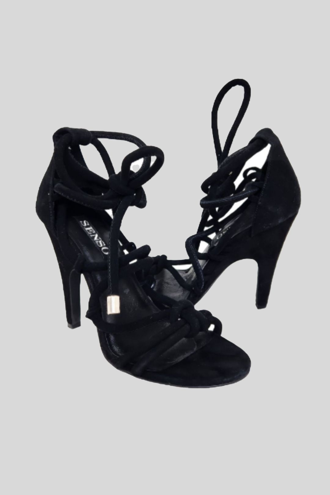 Senso Priya Black Strappy Suede Heels