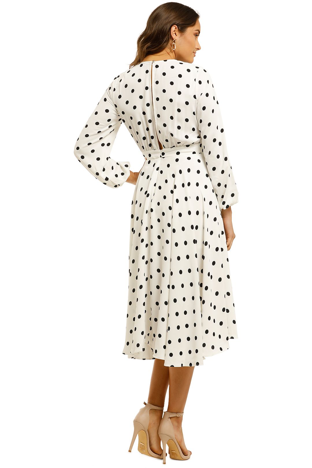 Sheike-Flutter-Dress-Ivory-Spot-Back
