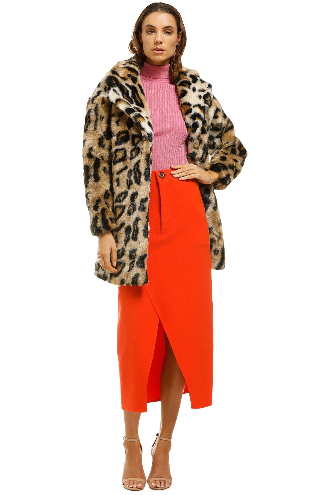 red leopard fur coat