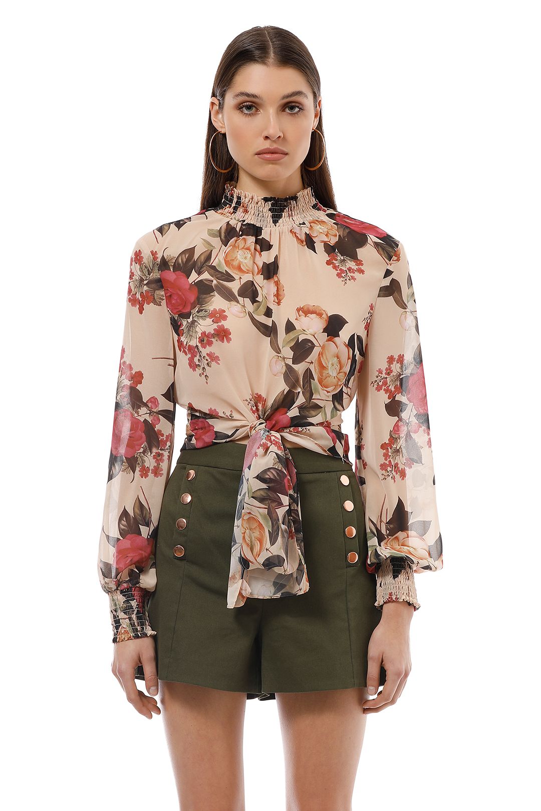 Sheike - Billy Blouse - Cream Floral - Front Crop