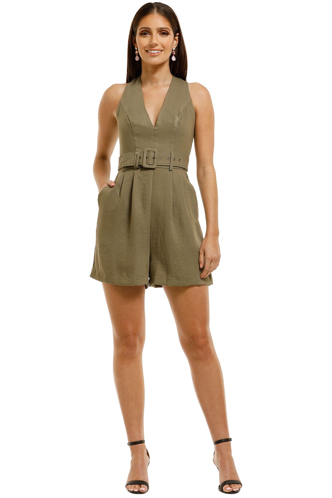Sheike - Milly Playsuit - Khaki - Front