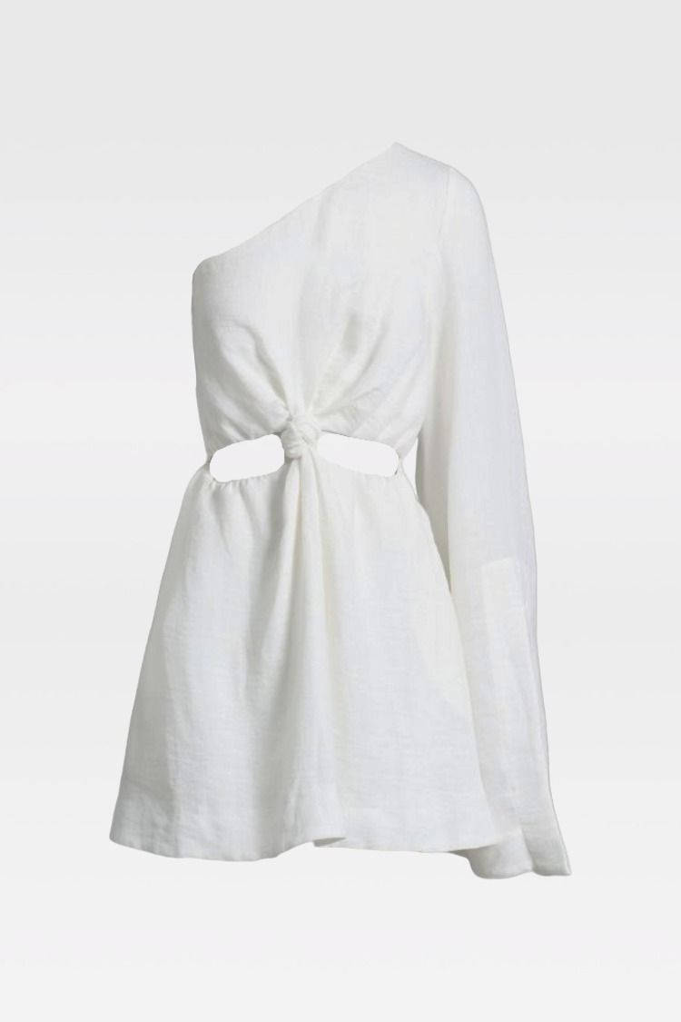Sheike One Shoulder Mini Dress in White