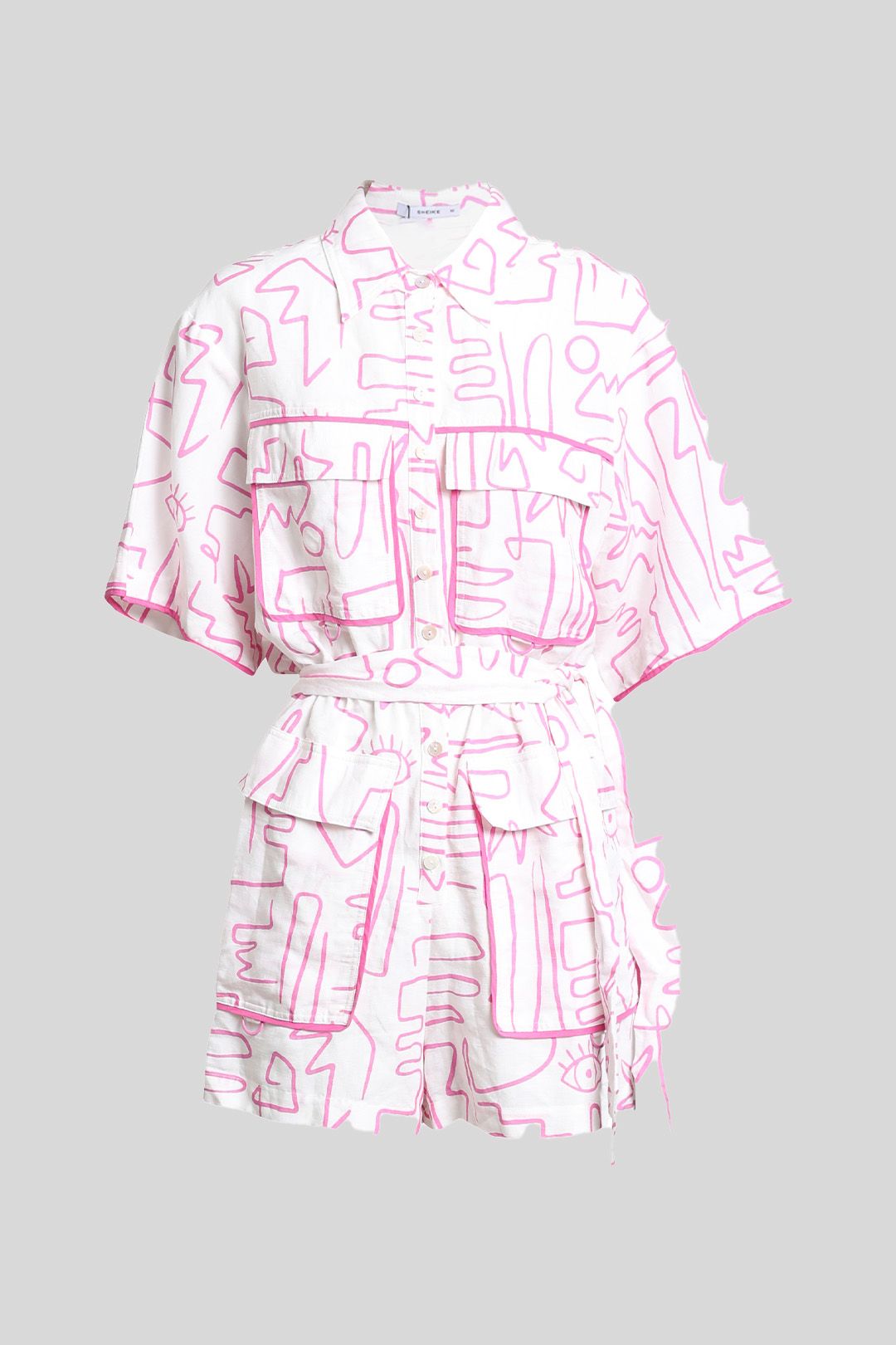 Sheike Pink and White Optical Illusion Playsuit